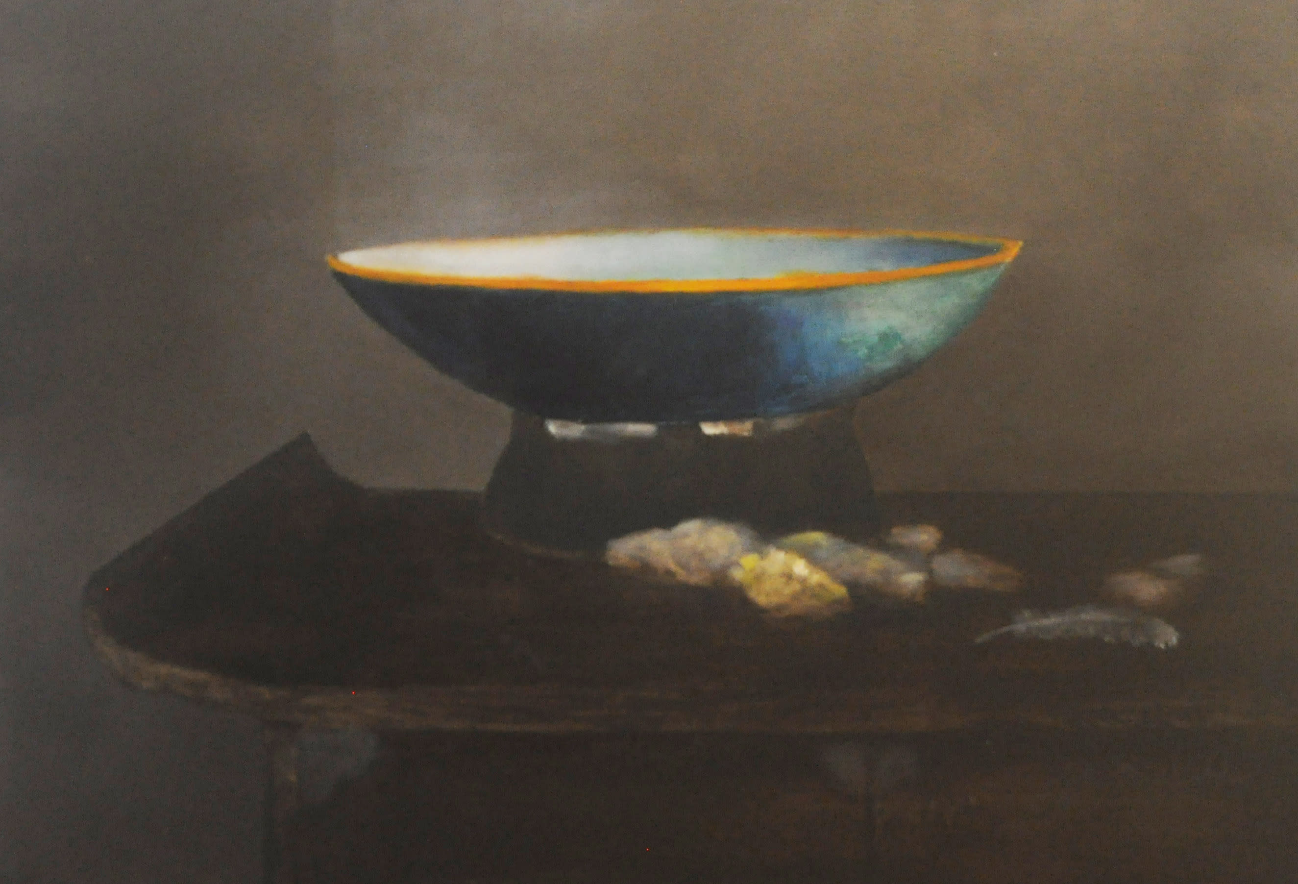 Illuminated bowl stones and feather onftbx