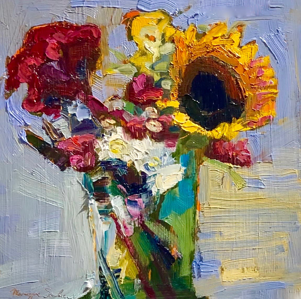 Beautiful expressionist still life oil painting by Monique