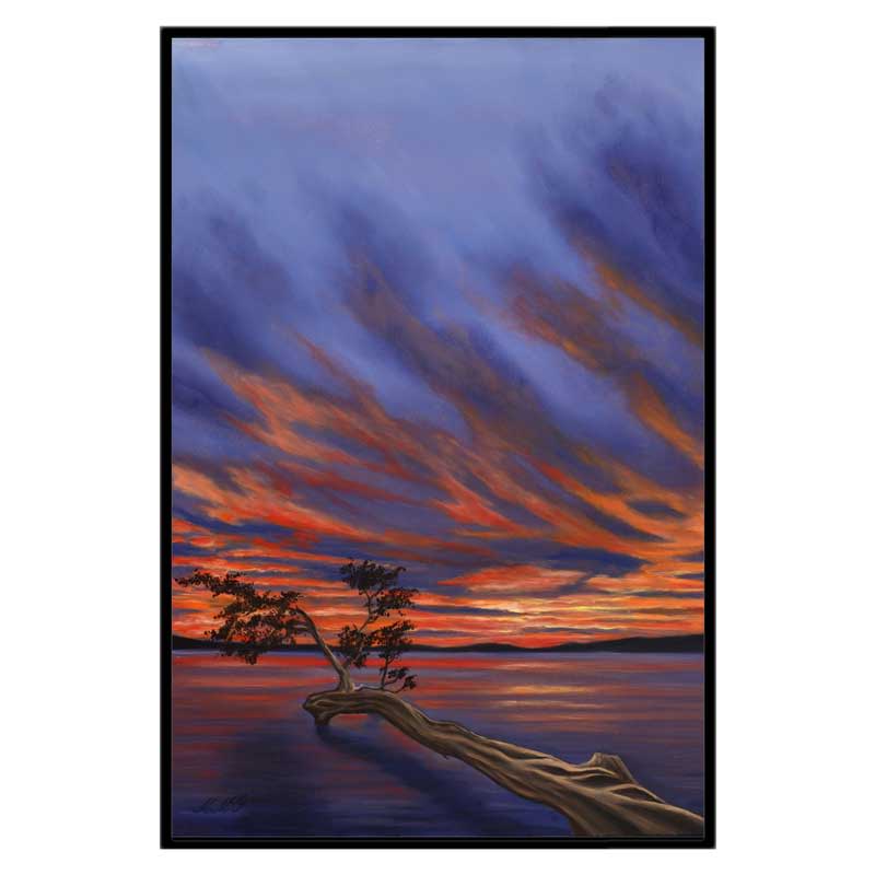 32x48 cgw black frame lake sunset ckb6yd