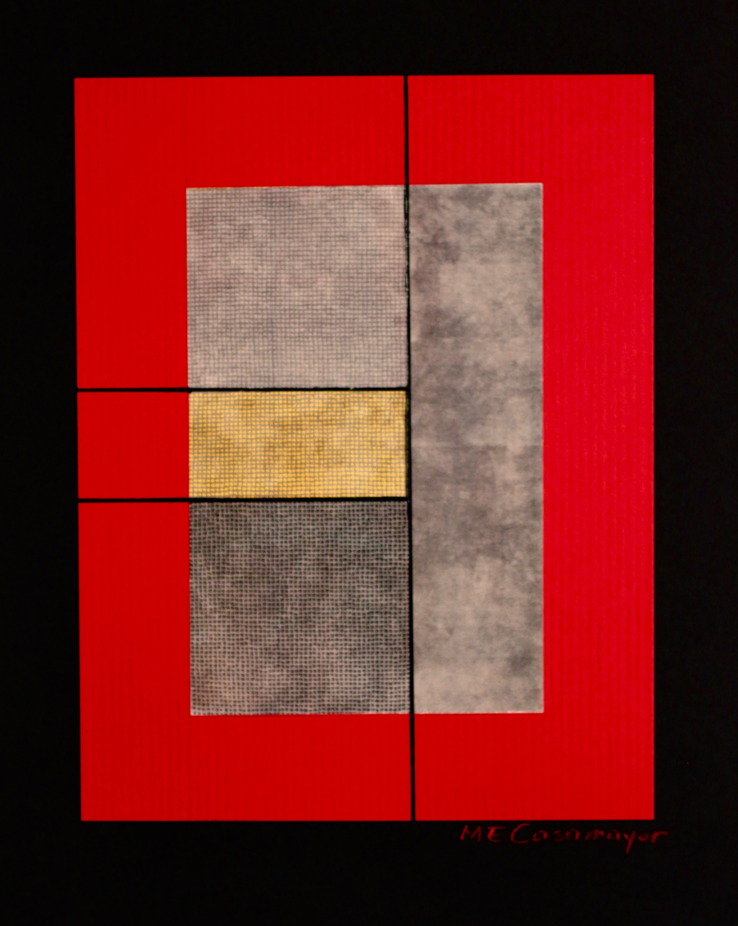 Composition in red gray and yellow ymbdov