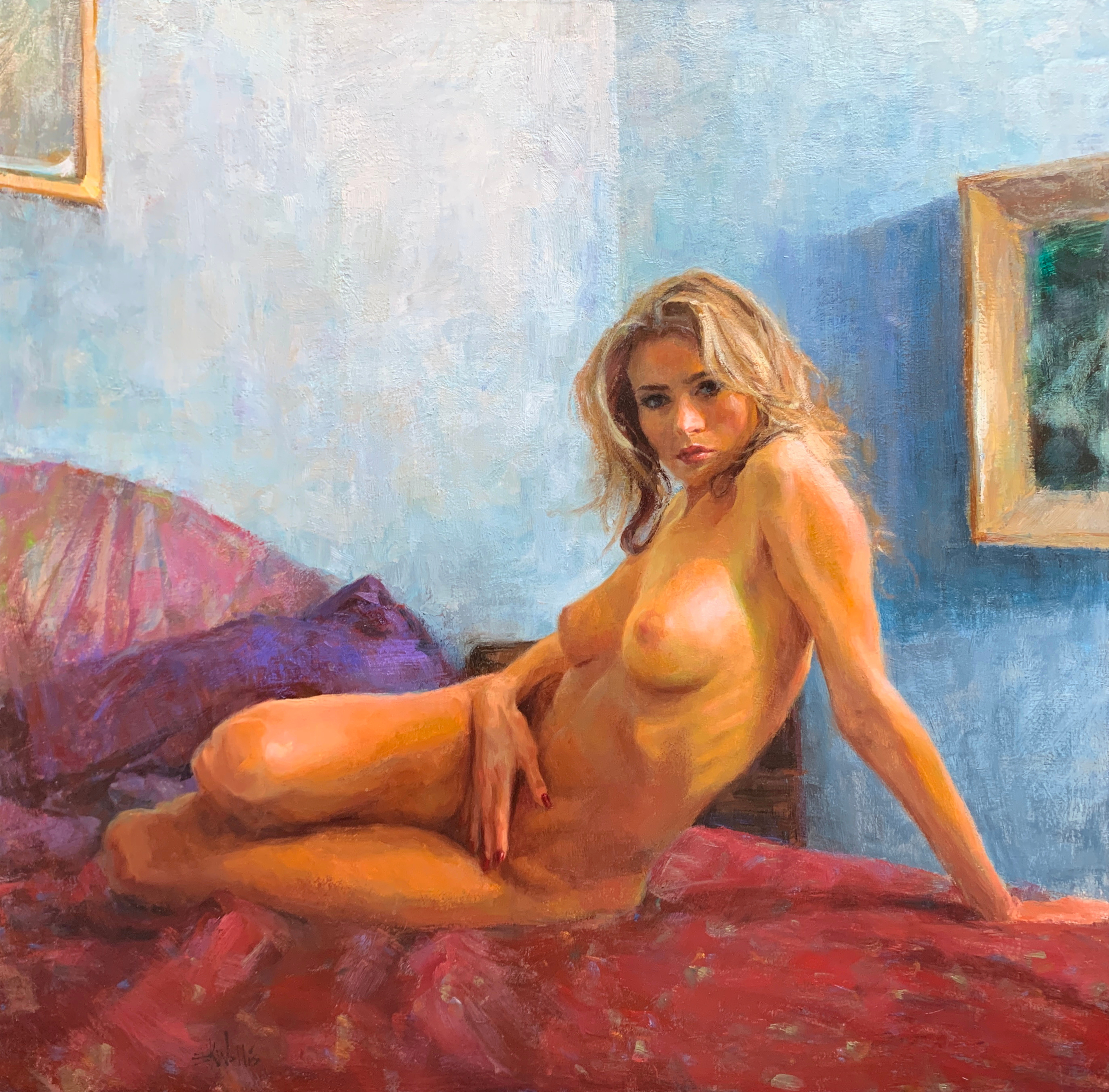 Nude on red 36x36 iqc8qn