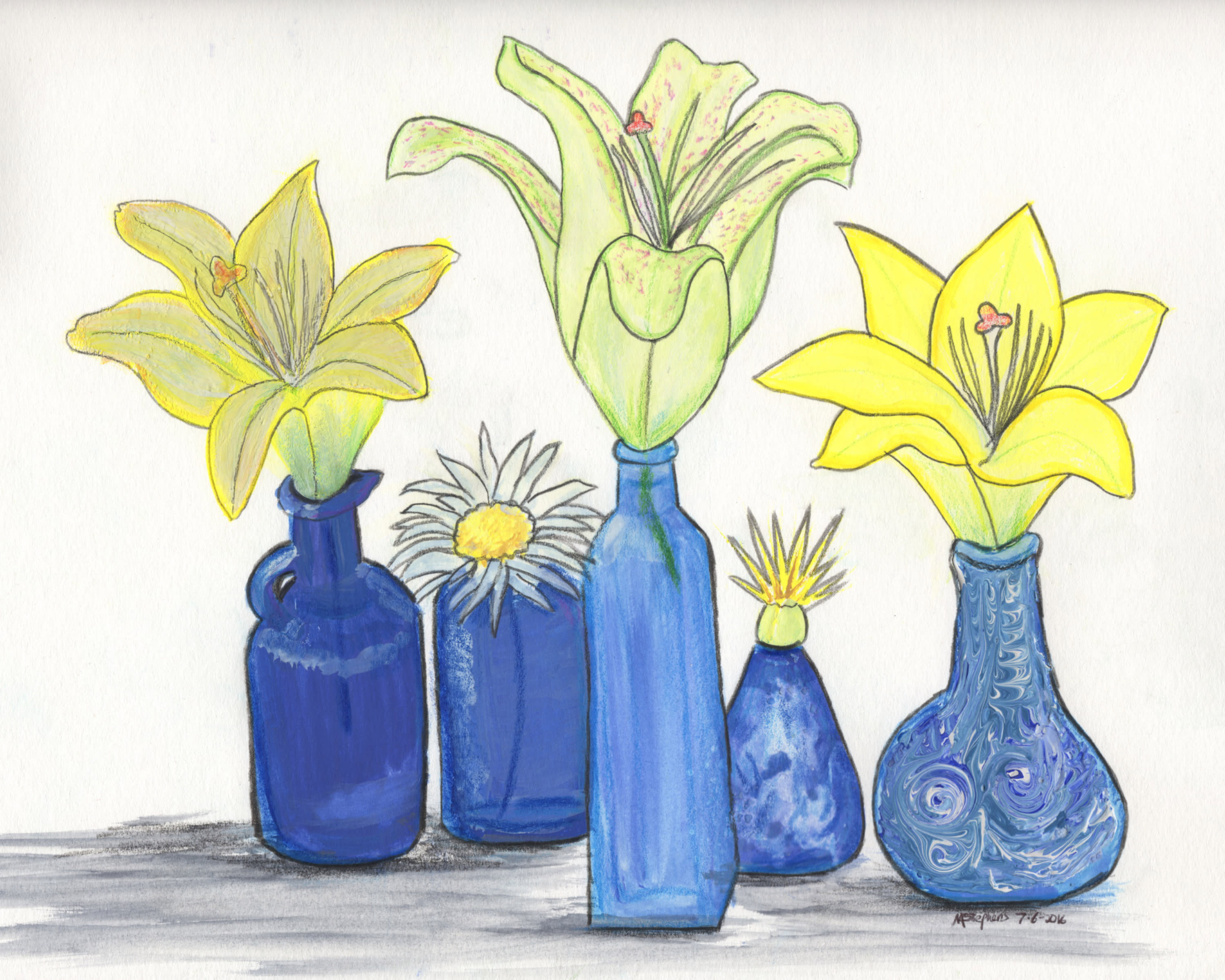 Lilies and blue vases gsku2a