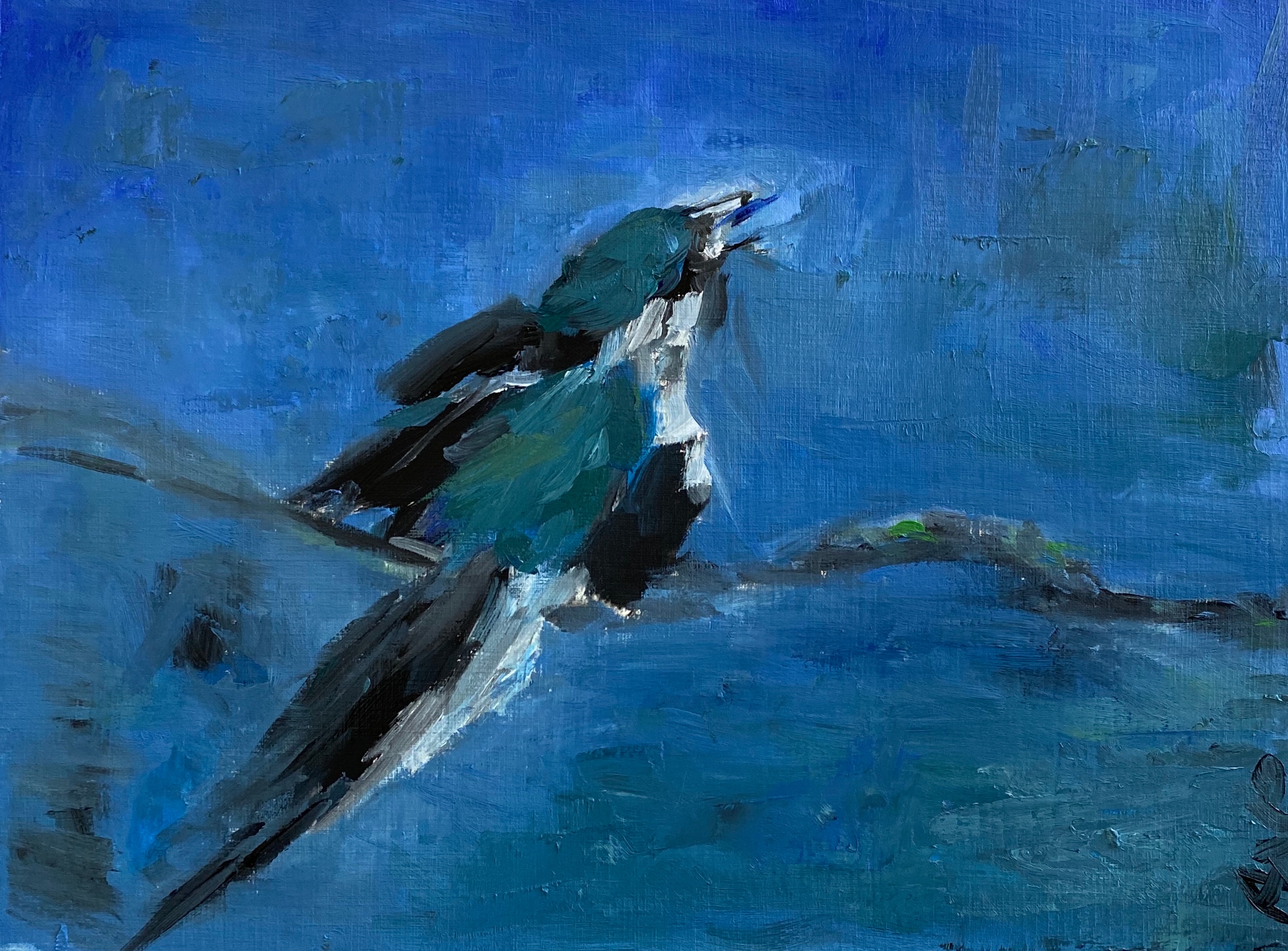 Bluebirdoilpaintingonpaper ob4eb2