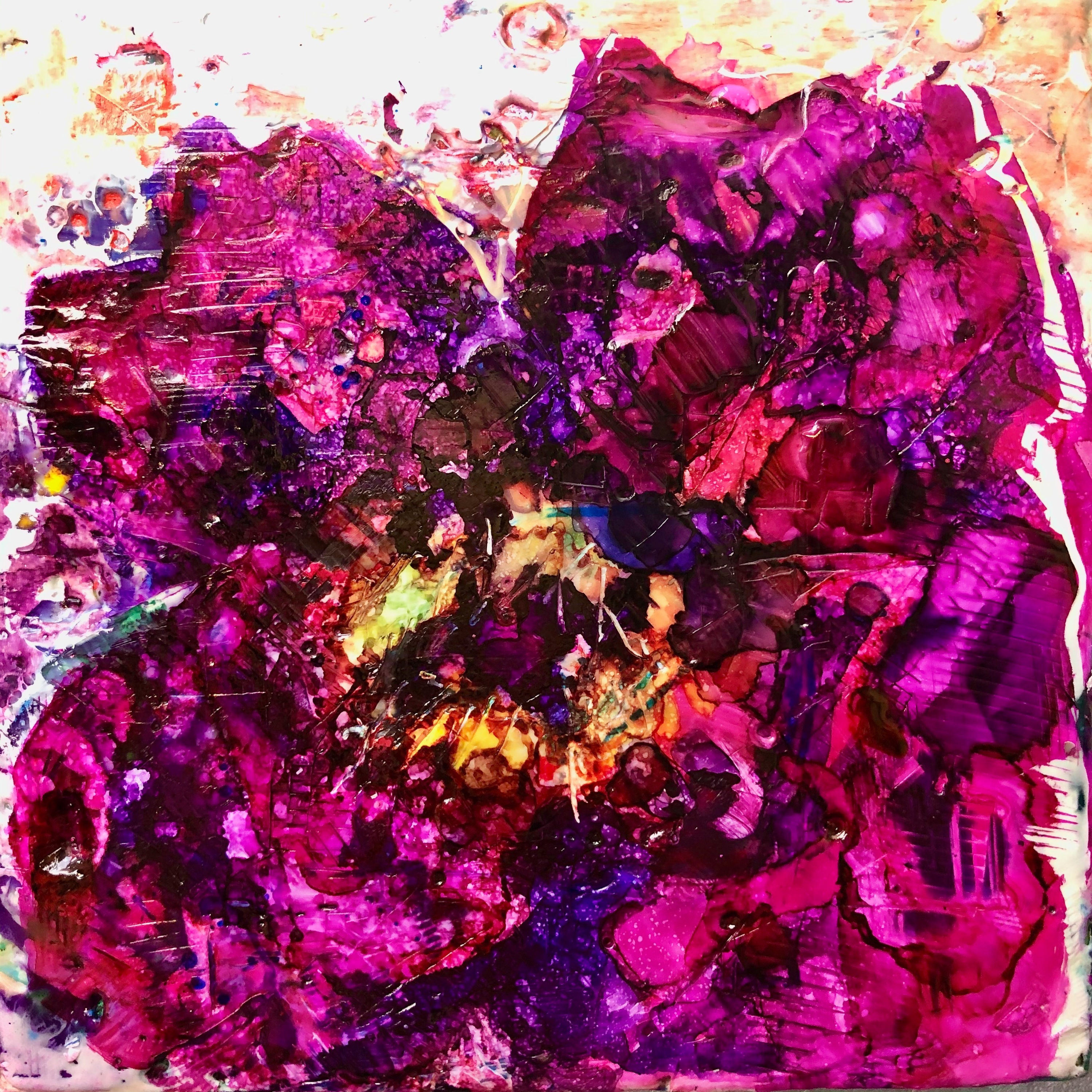 Peony joy 3 encaustic wax on wood 8x8 rdxuzp