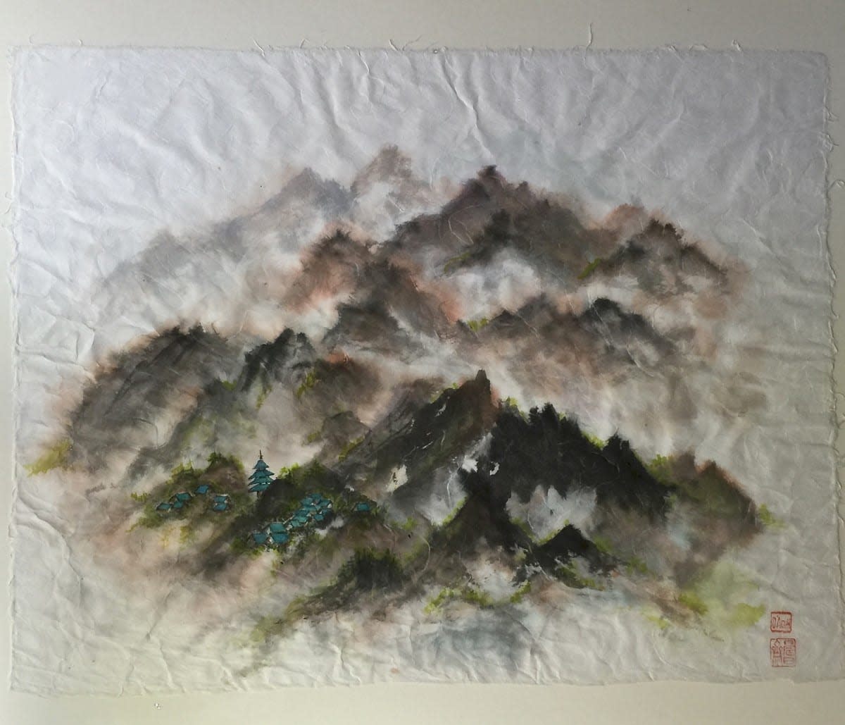 Blue vilage in the mountains koj96j