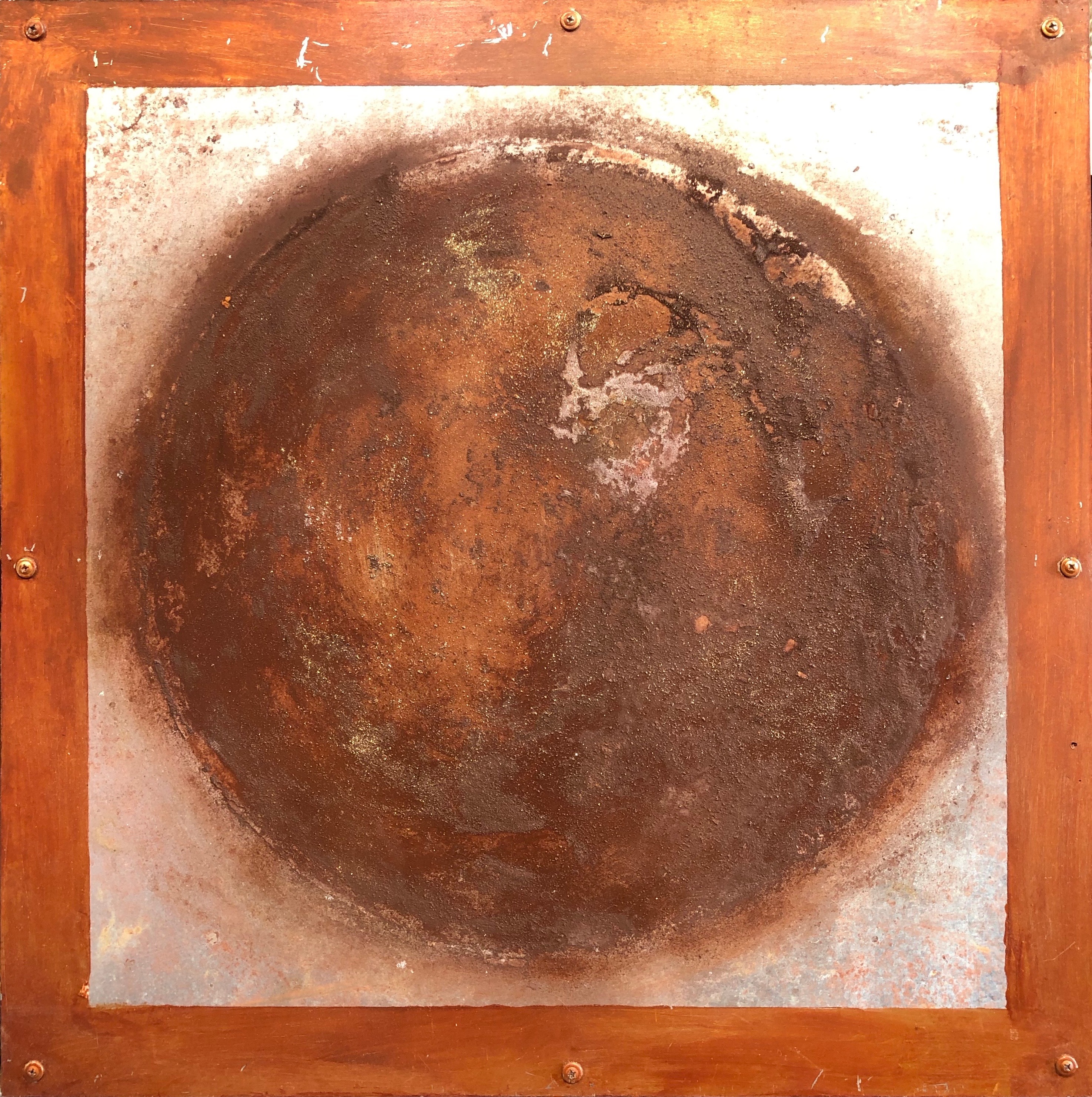 Planetary series 103 24x24 oil and rust on steel over wood sfrhch