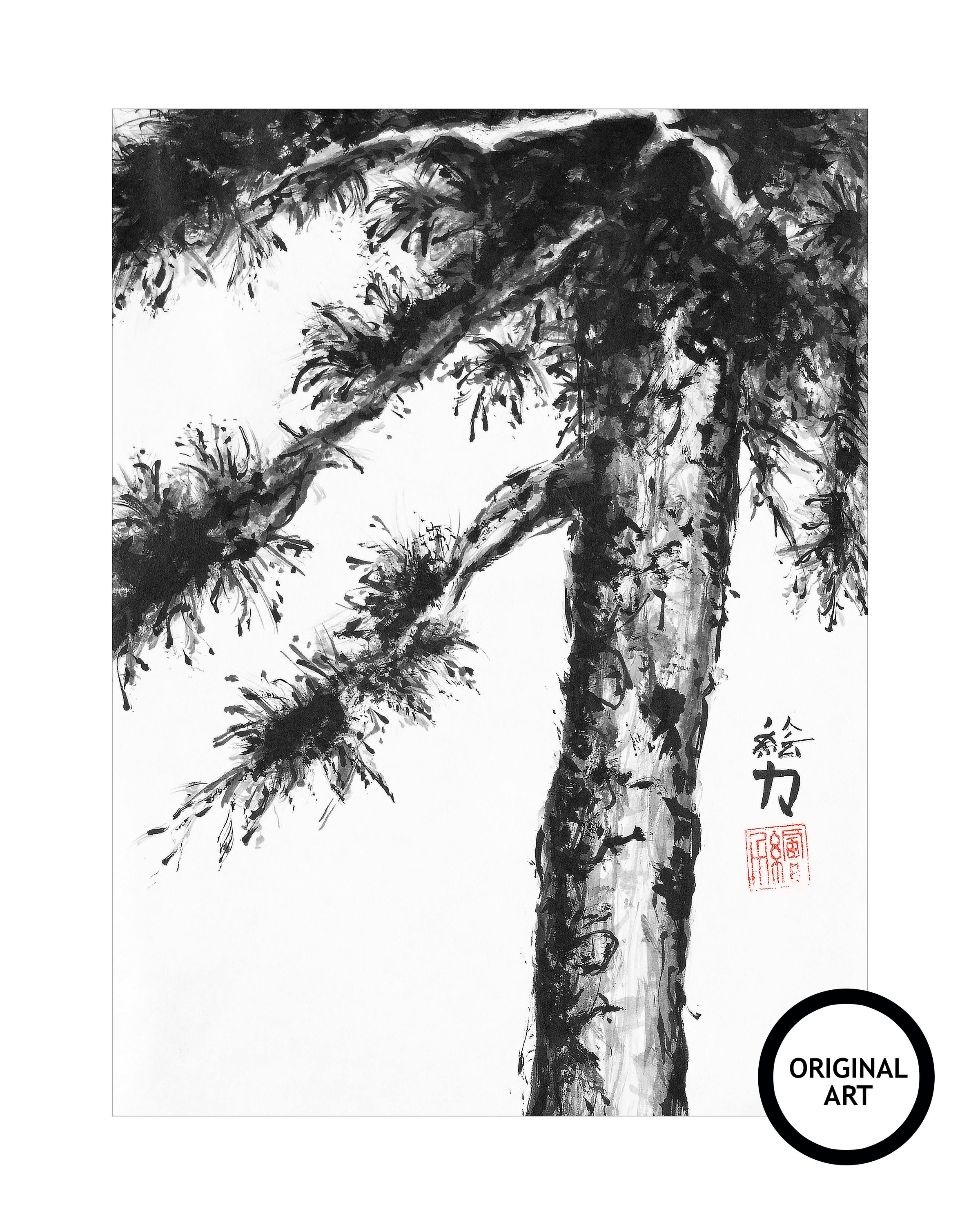 Hombretheartist sumie pinetree 8 original art 073120 shrxss