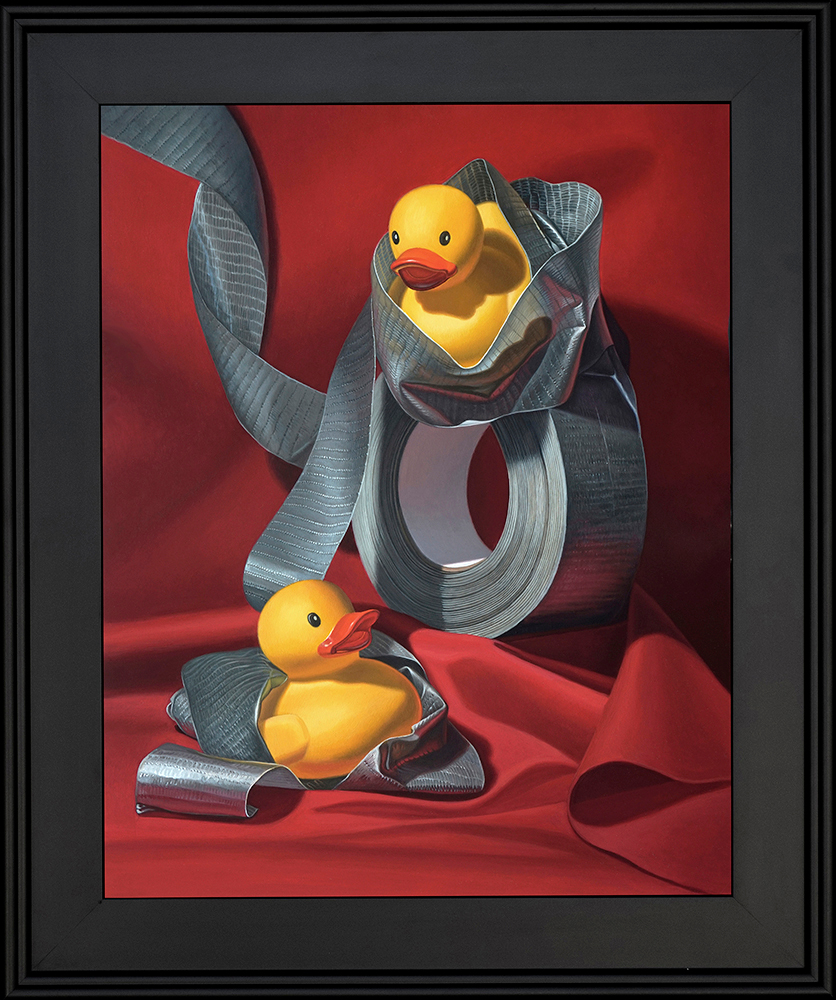 Kevin grass duck tape black frame acrylic on aluminum panel painting azaz8j