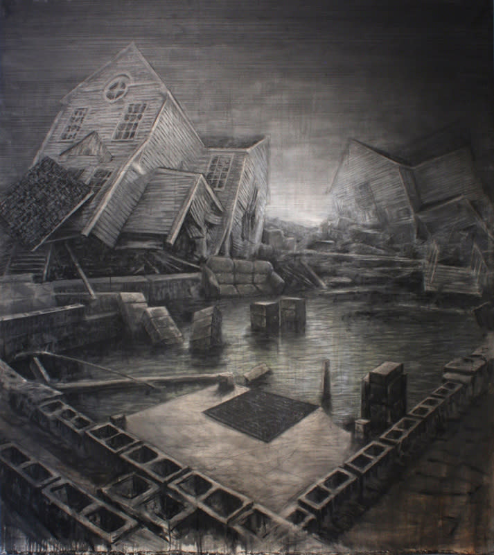 The inauspicious present 2 acrylic charcoal and graphite on canvas. 92 x82 2013 el4vhk