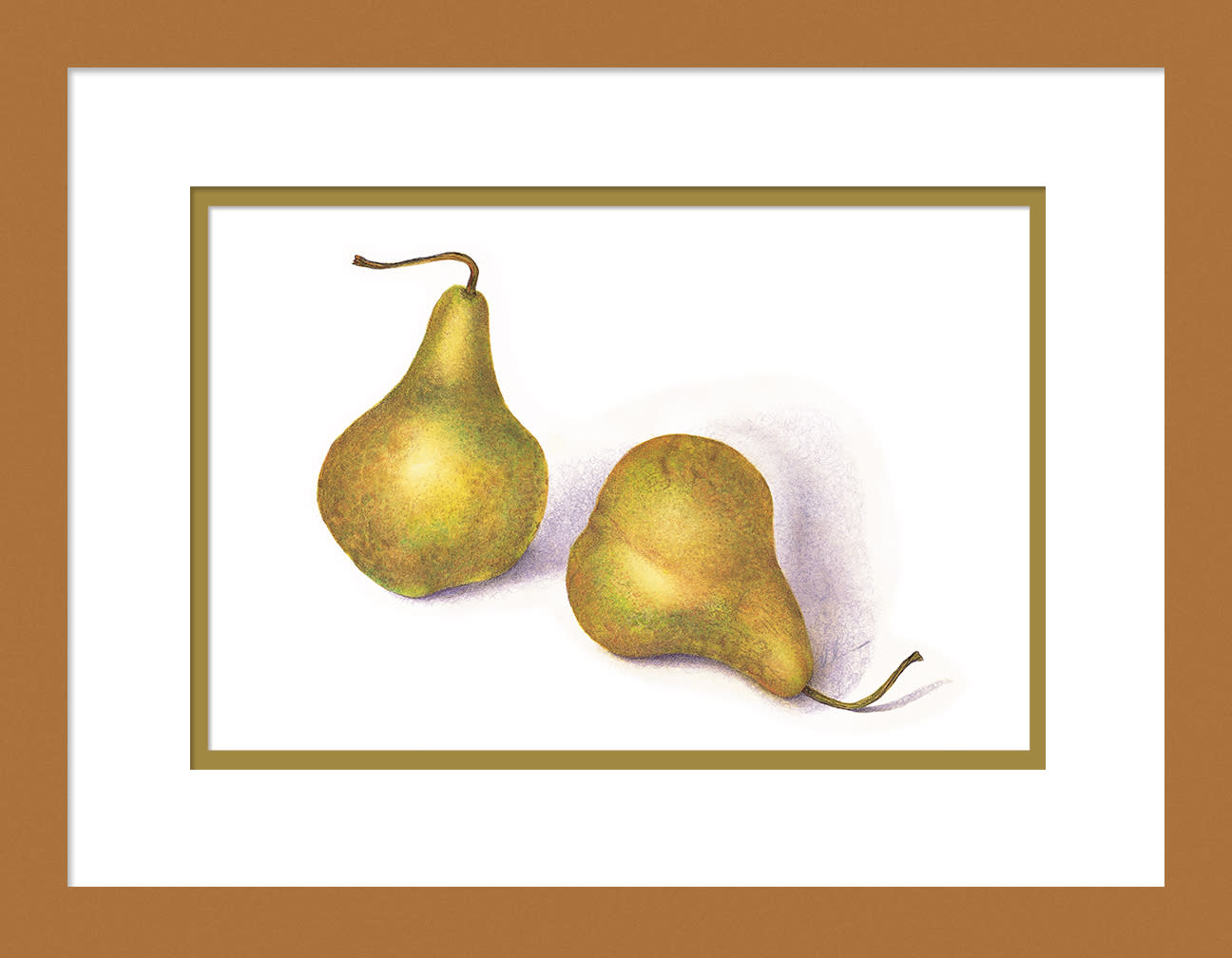 030501 green pears 2 8x12 framed to 12x16 megdek