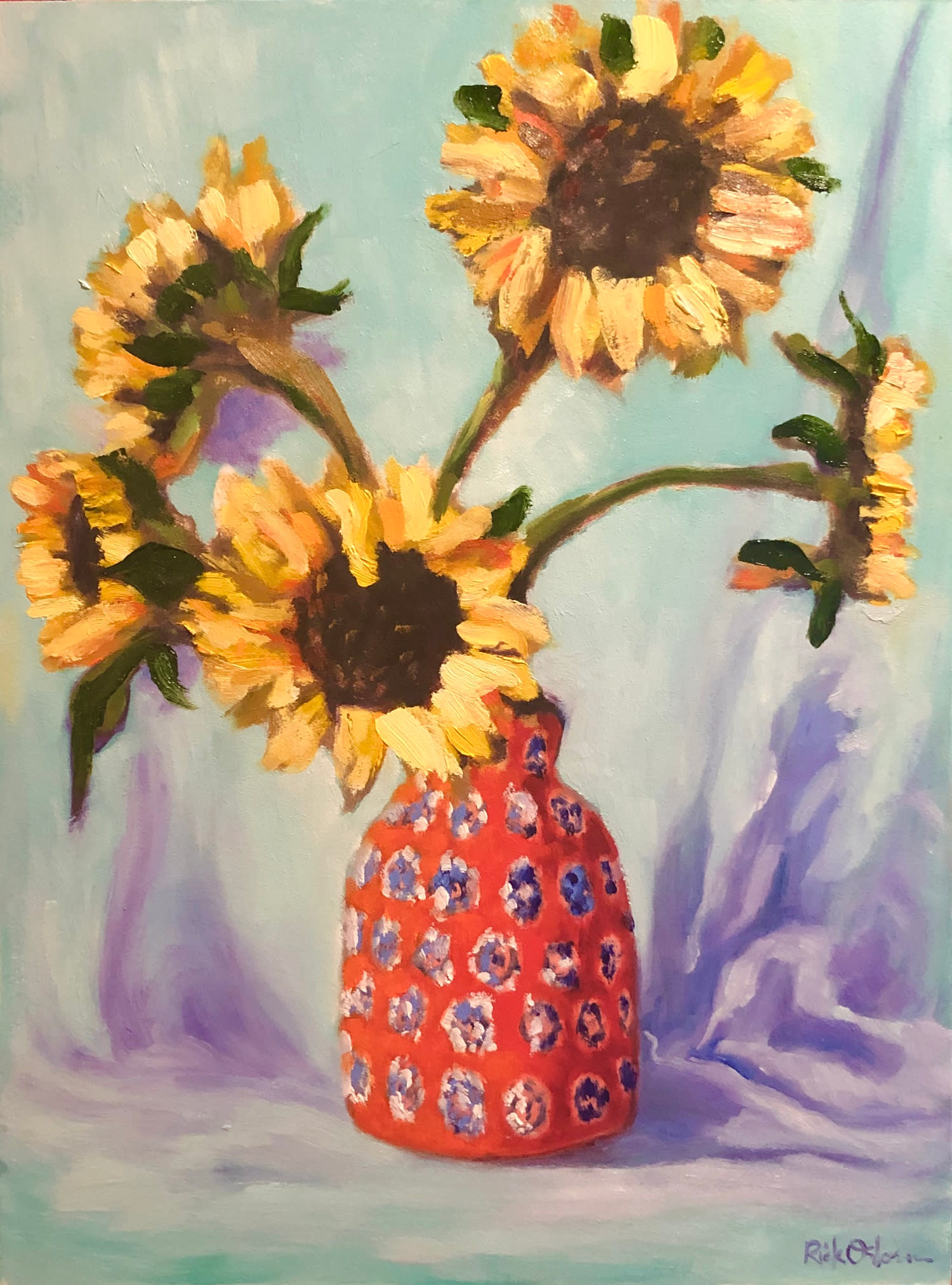 Sunflowers red vase to5wls