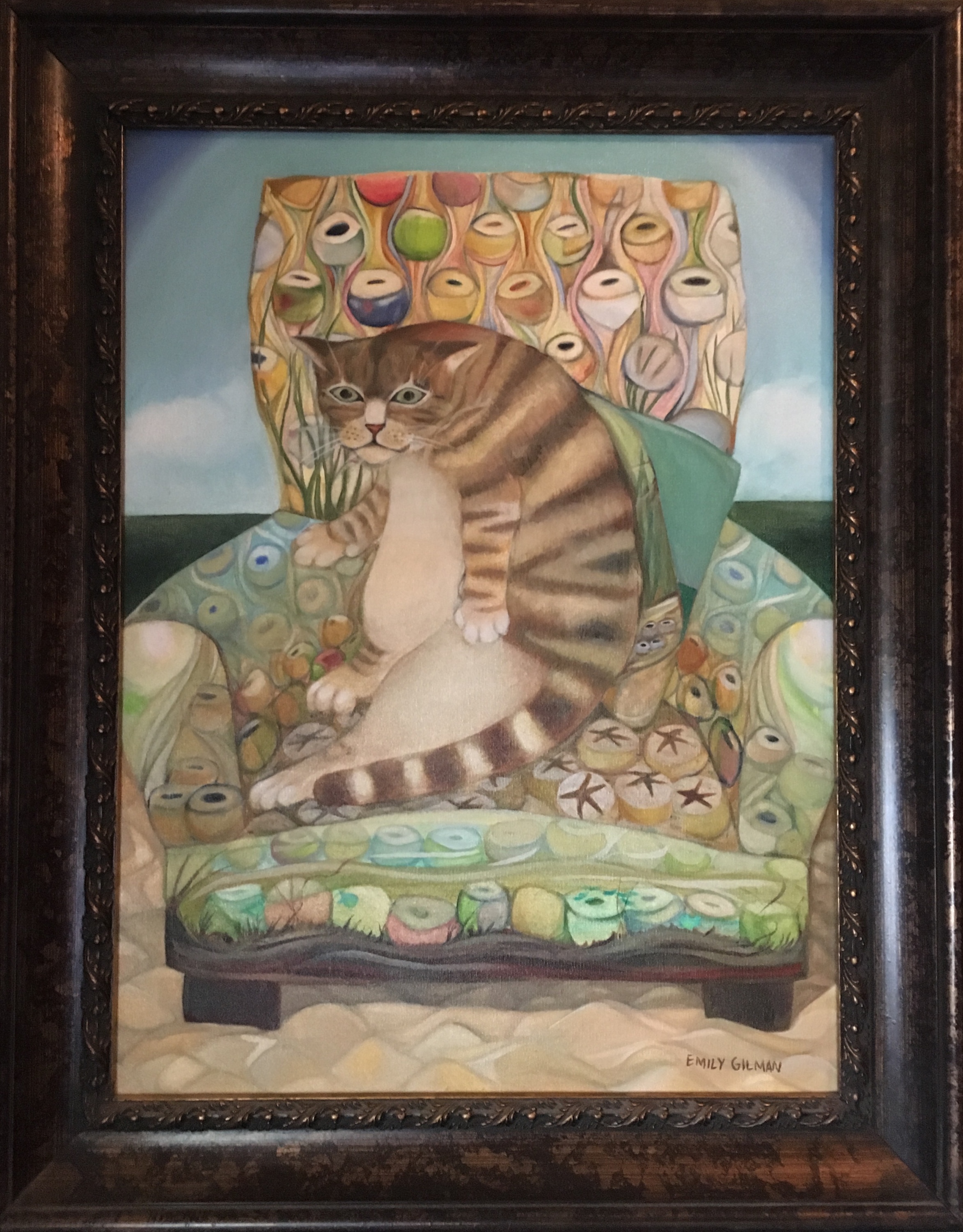 Cat in a chair   framed mkeno0