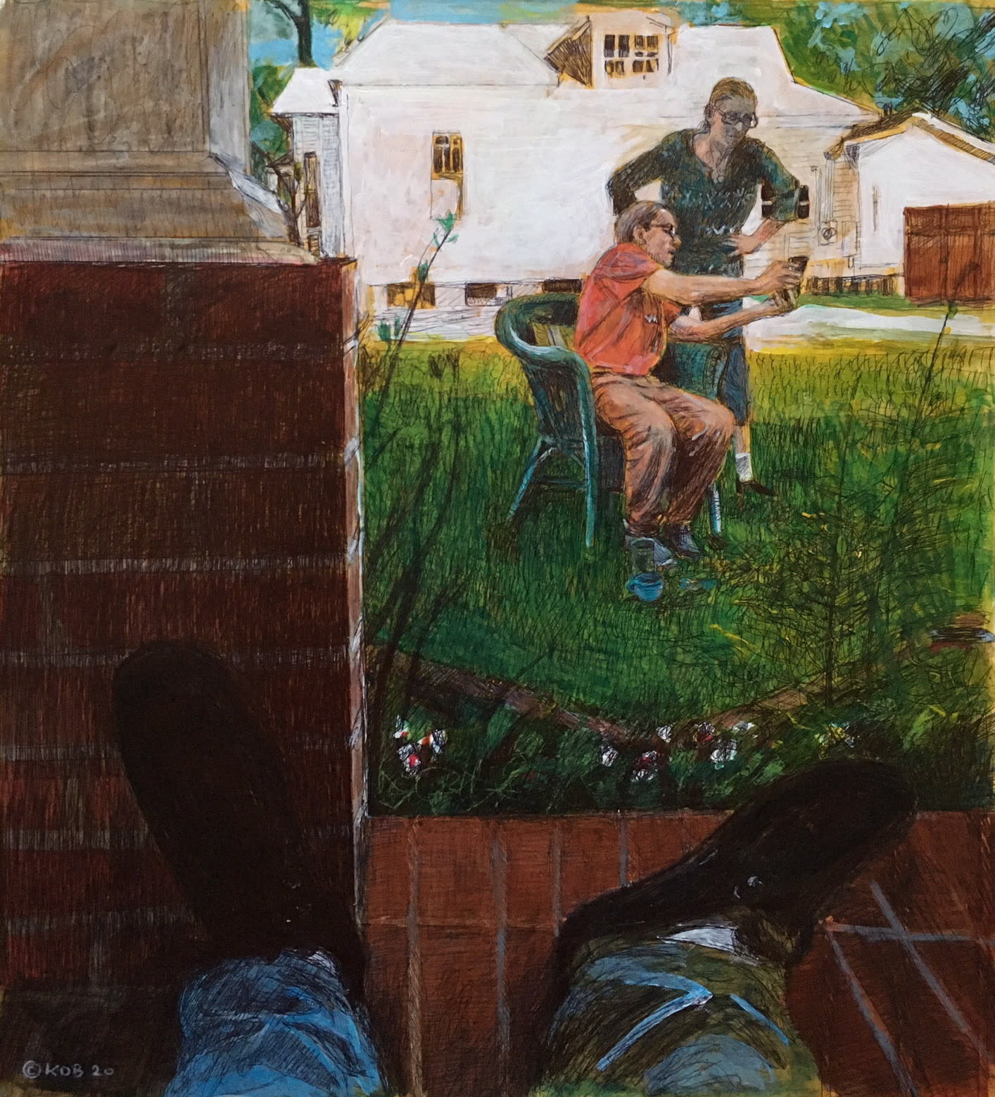Kobrienview from the shoes17x19acrylicprismacolorinkonpaper 1600 jchs6v