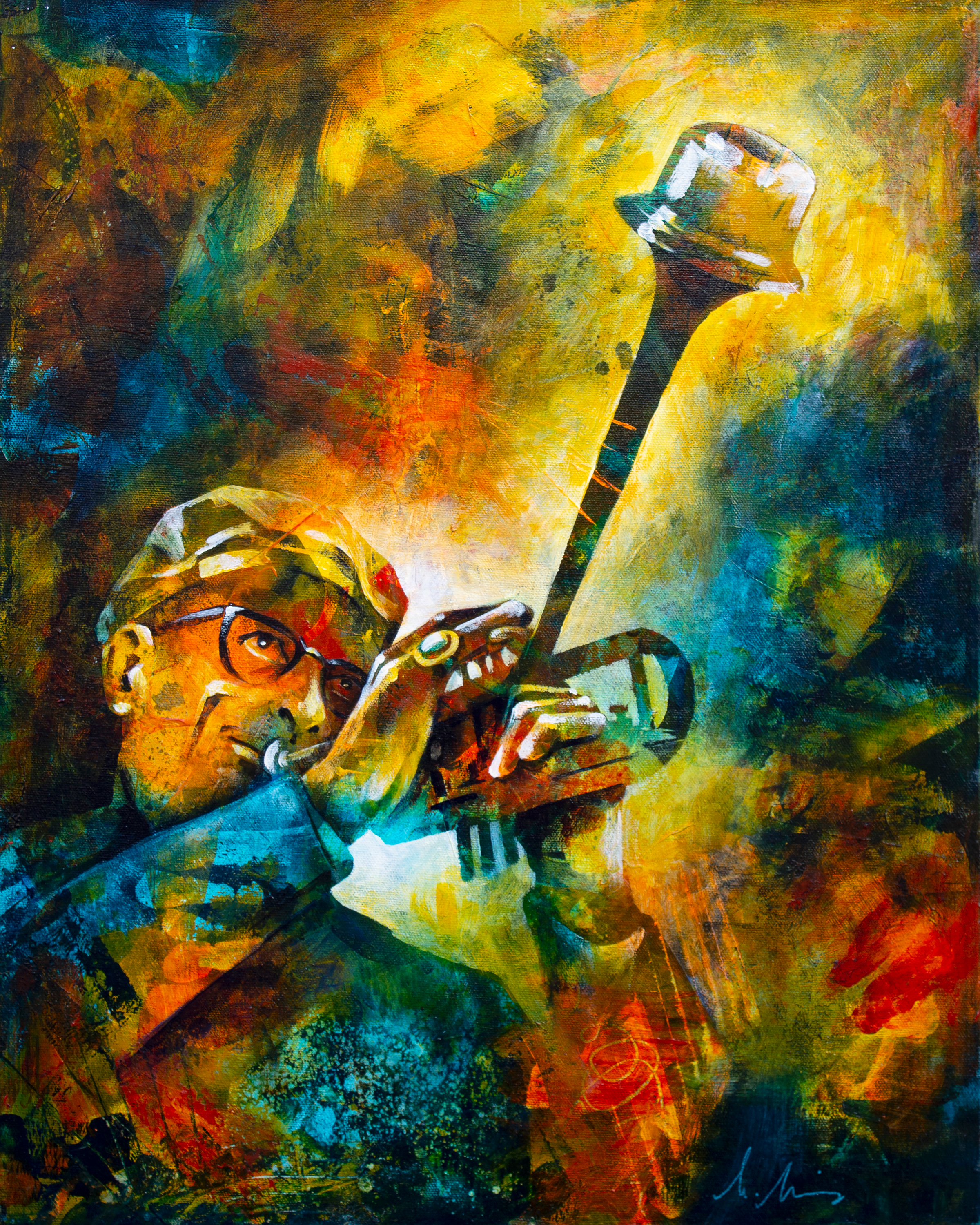 Original painting of jazz legend Dizzy Gillespie