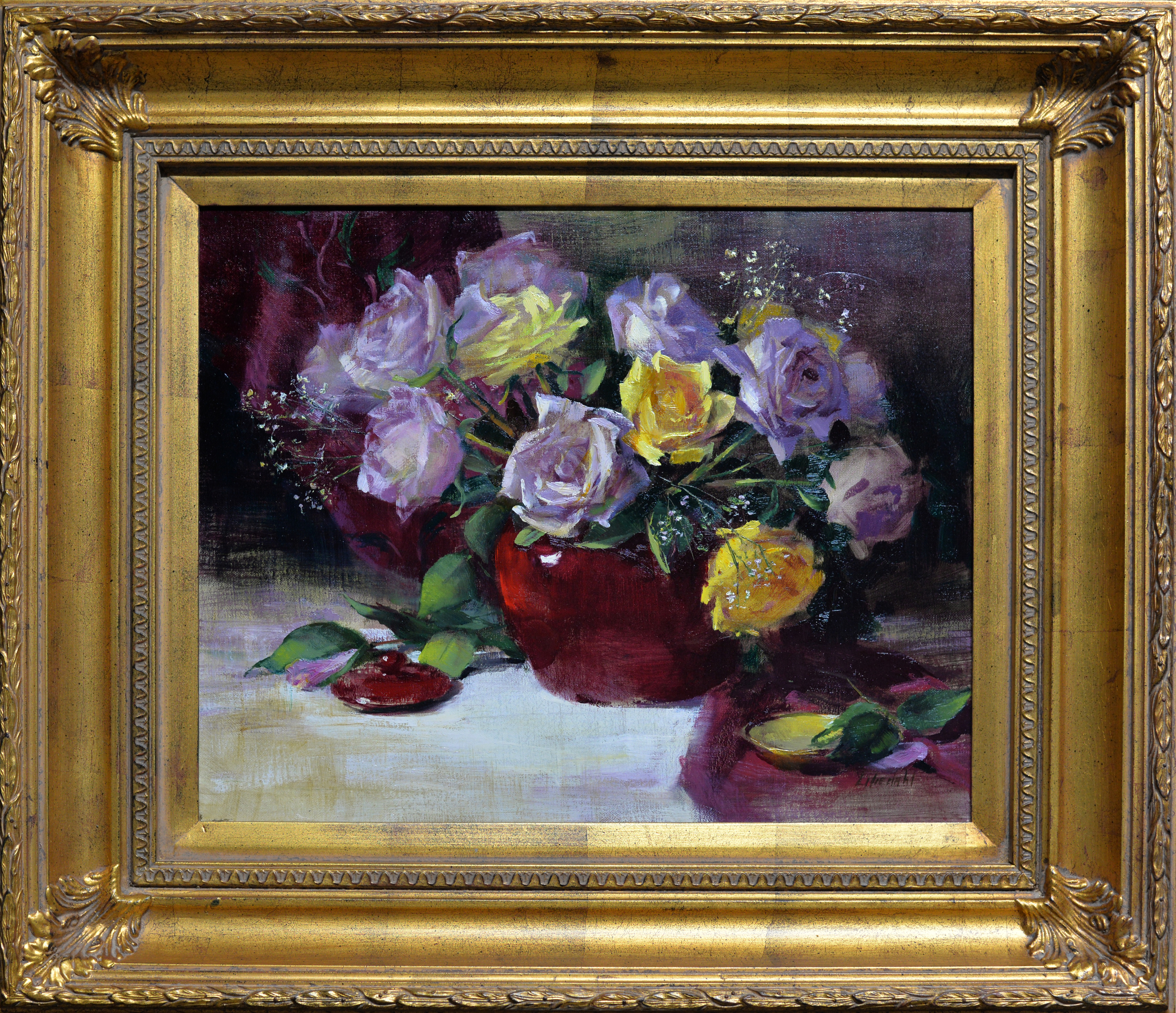 Purple and yellow roses framed d610 mzmgek