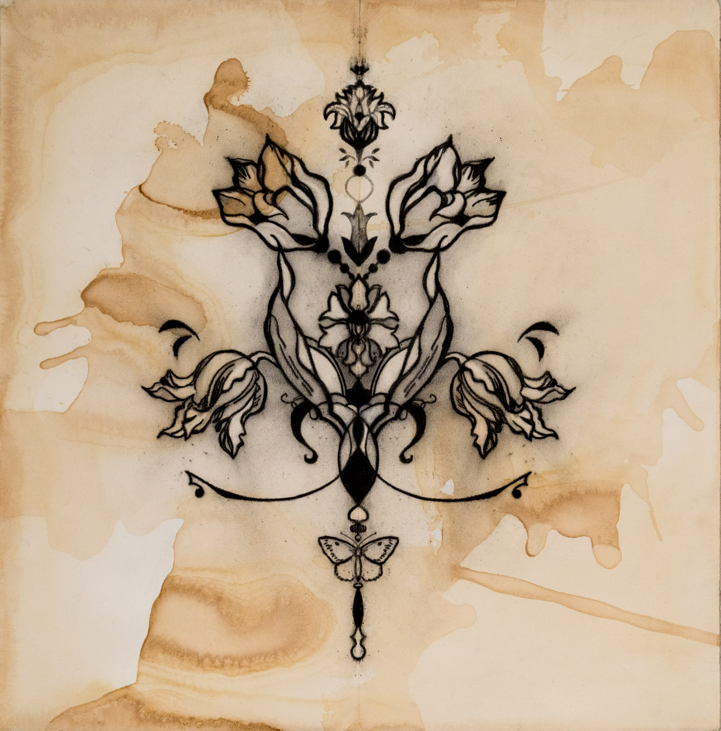 Cherish 22x22 charcoal on tea stained paper 2020 jaap ae9udm