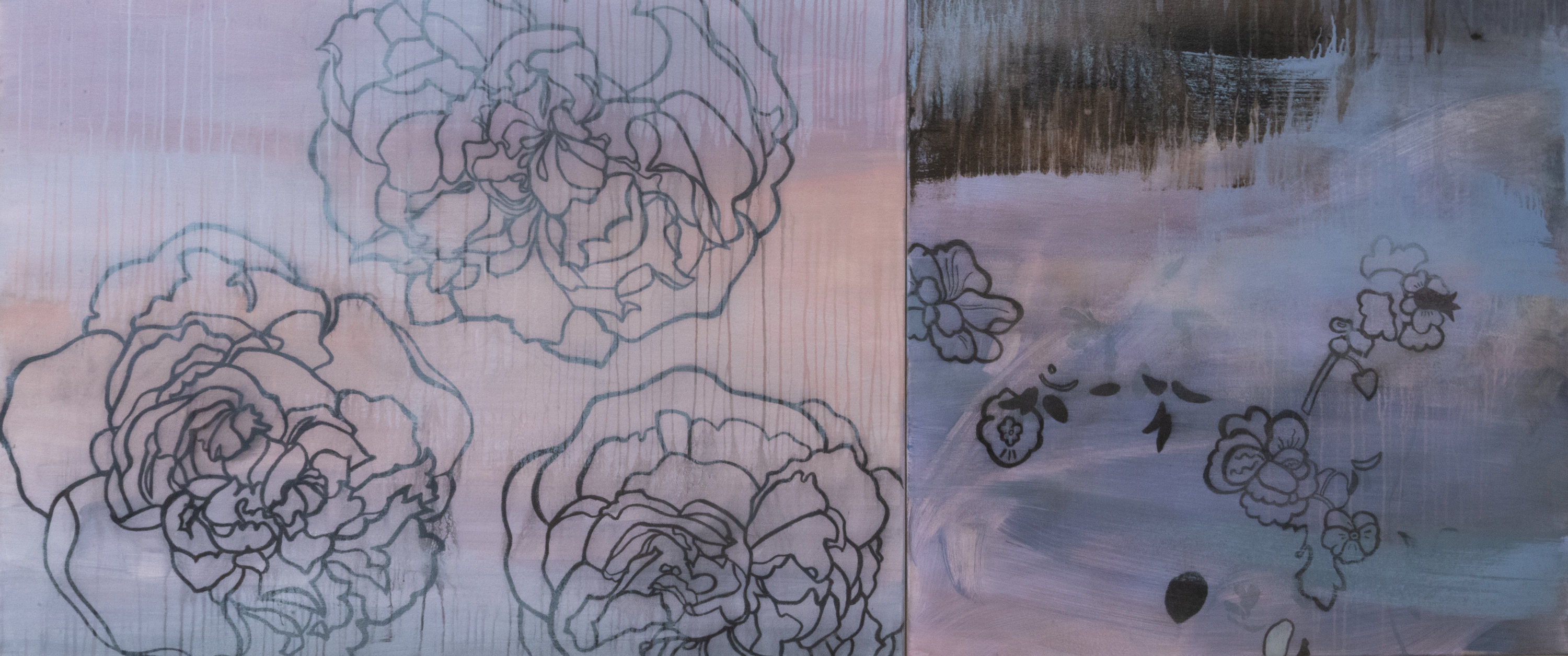 Moonstorm english rose 36x84acrylic and charcoal on canvas 2012 jaap kwy50a