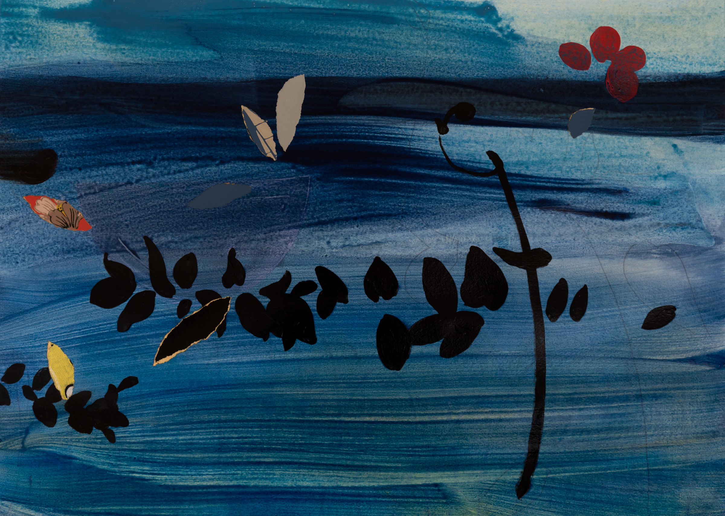 River farther and freer and home 20x27 acrylic graphic and wallpaper on paper 2021 jaap rchbim