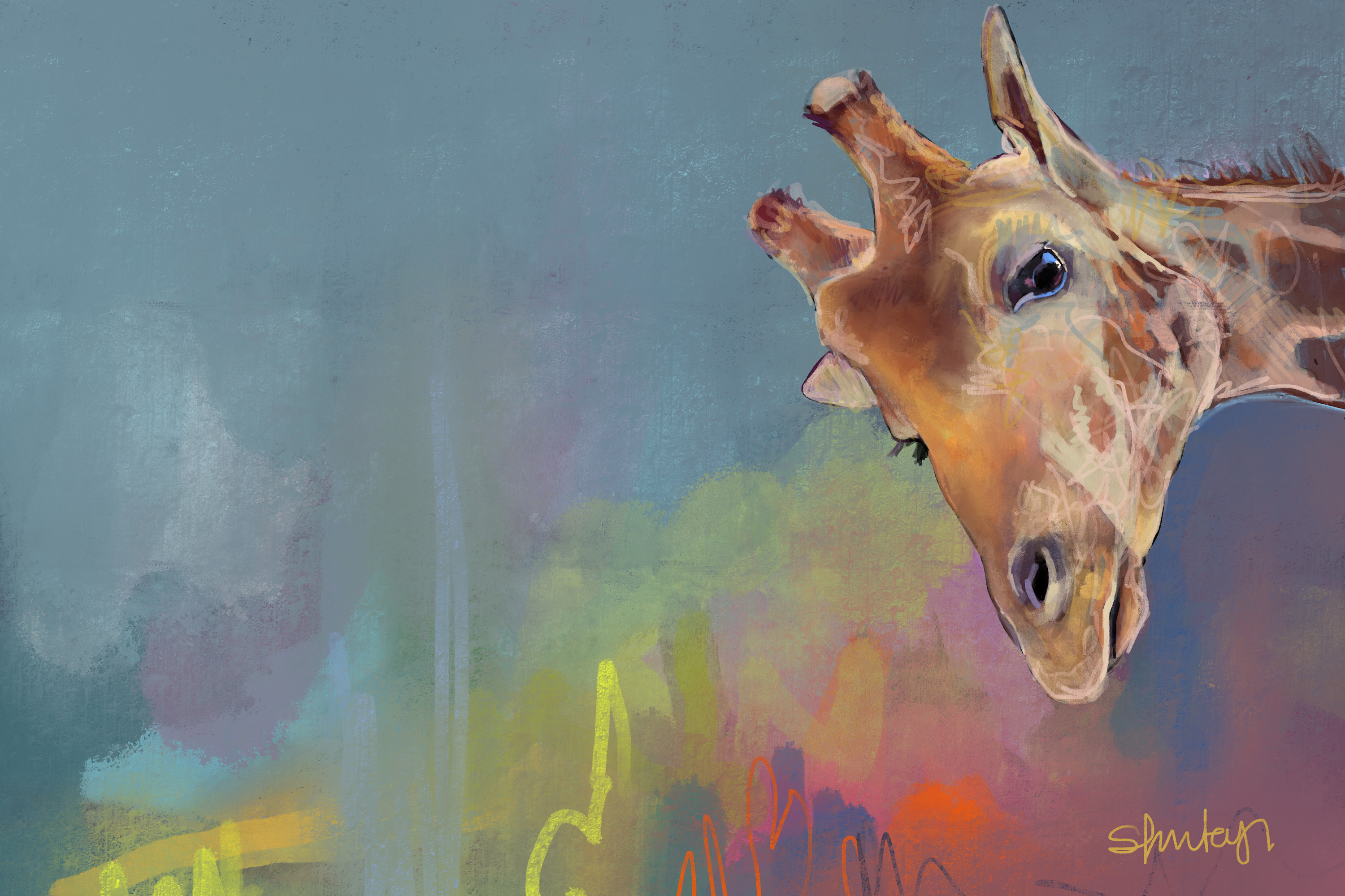 Giraffe high res print 80x60cm nepfyg