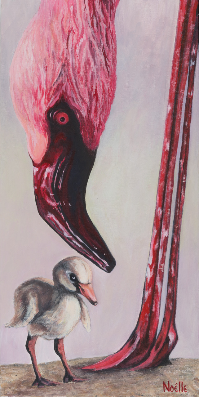 Noelle mccarthy flamingo stand tall acrylic 12x24 475.00 r4j0y3