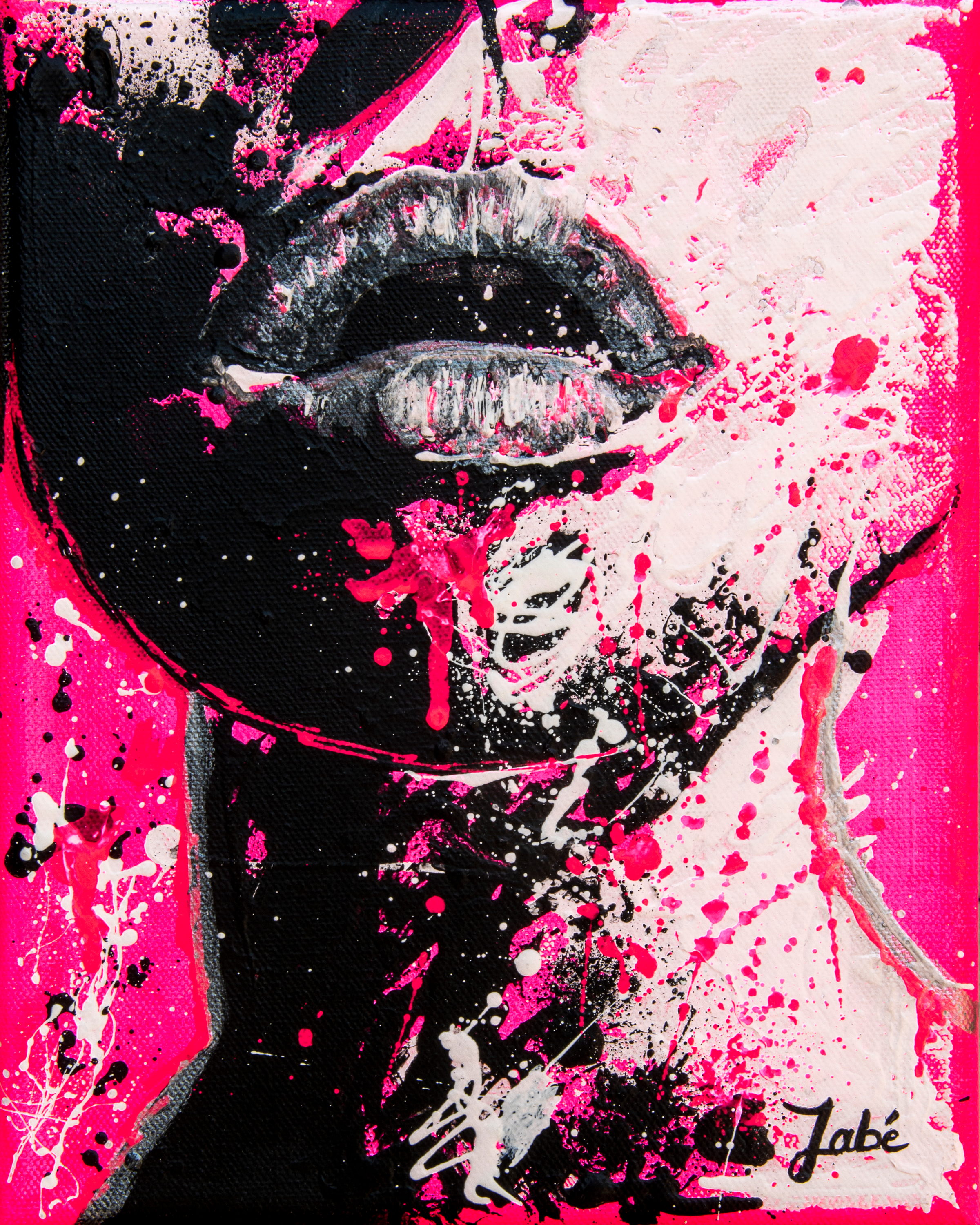 8x10 zabe arts fluo pink acrylic painting pl2odb