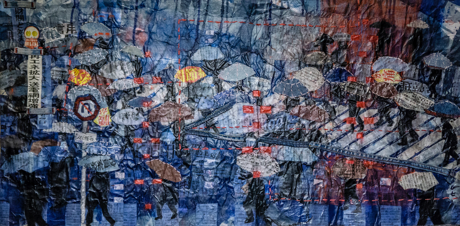 Muffy clark gill shibuya rain mixed media 18 x 35.5 in rmlztg