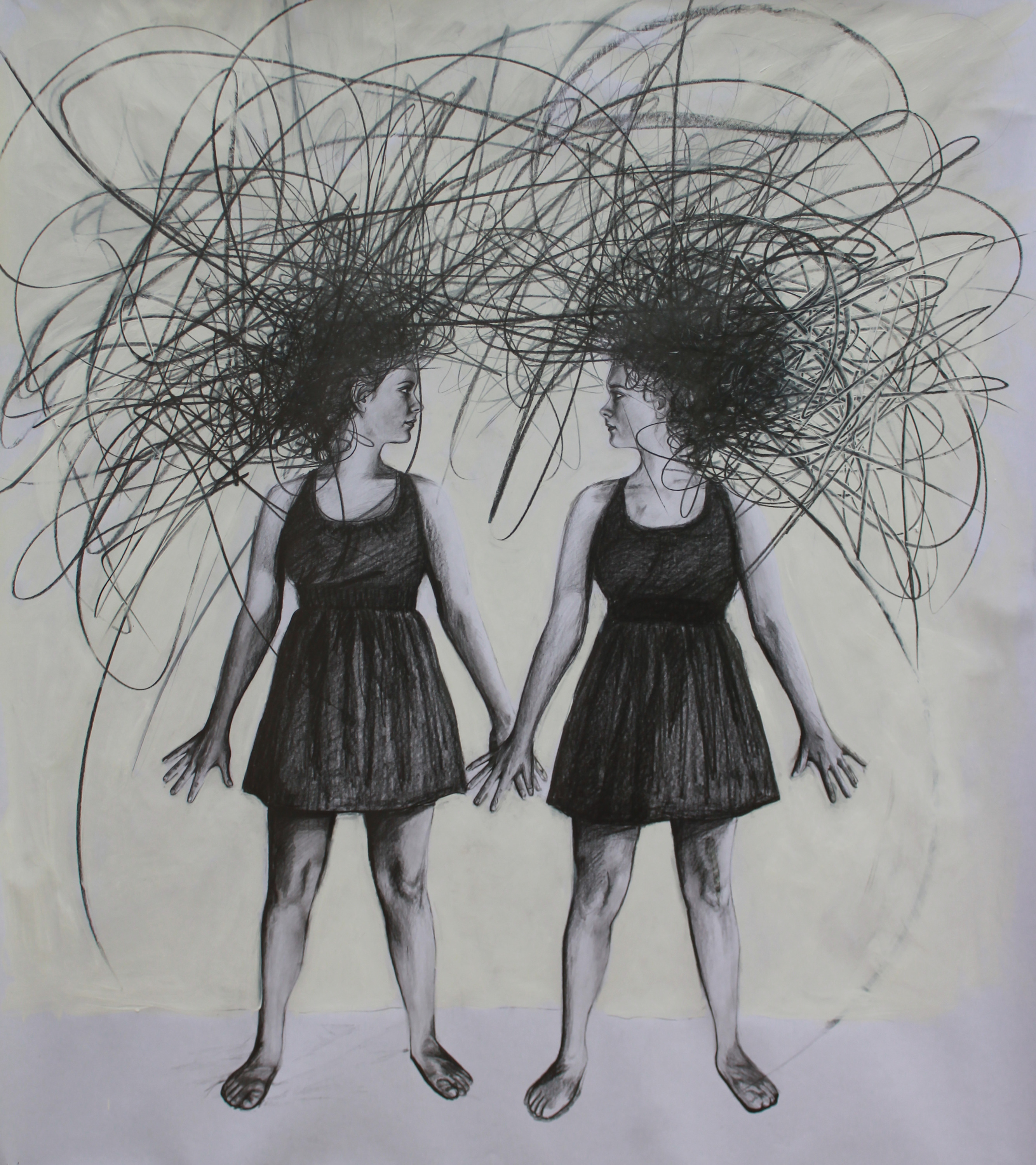 Doppelganger. graphite and gesso on rendr 40x45 mays mayhew qz9pdr
