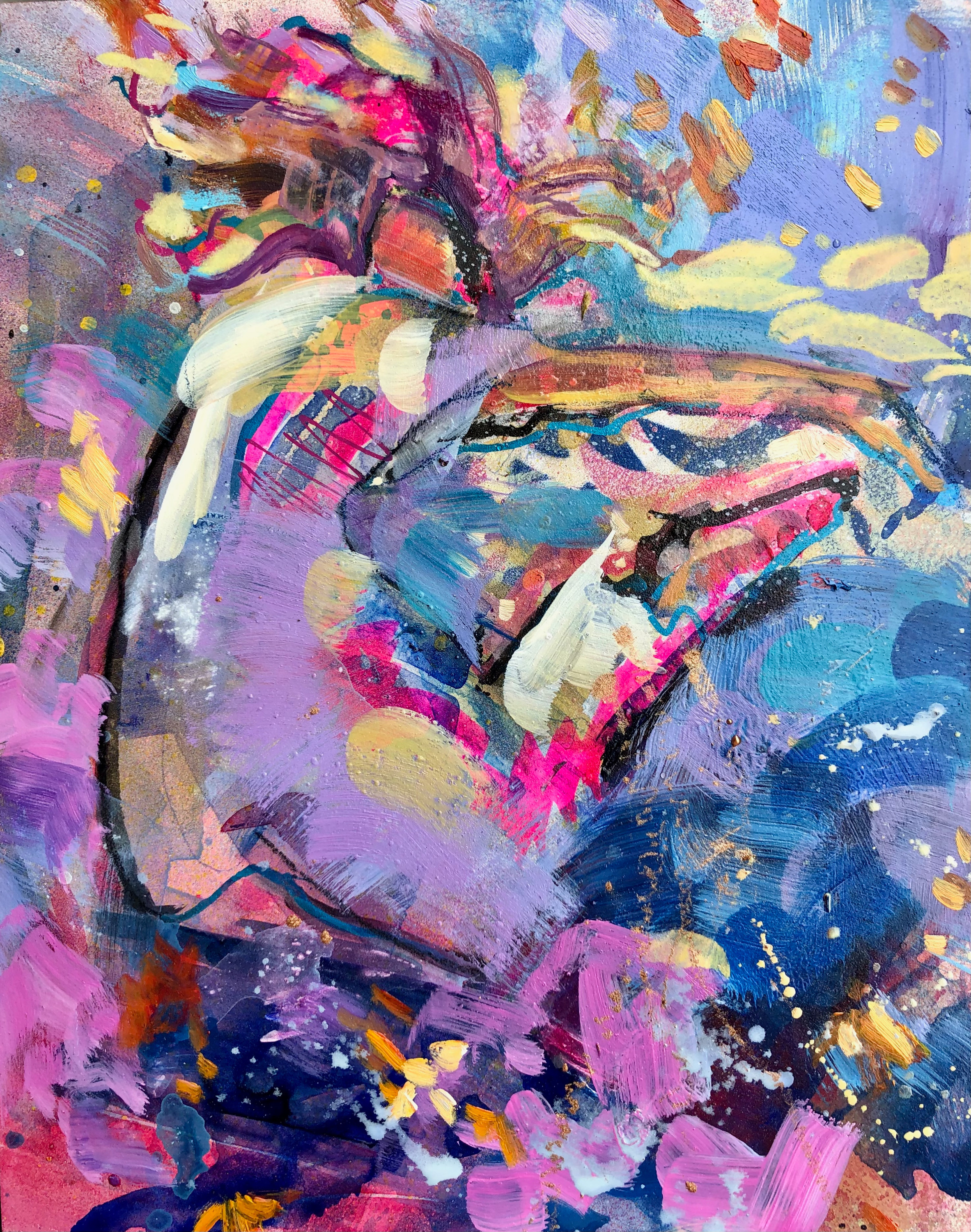 Heaven dancers 6 mixed media oil on wood 10x8 xghetl
