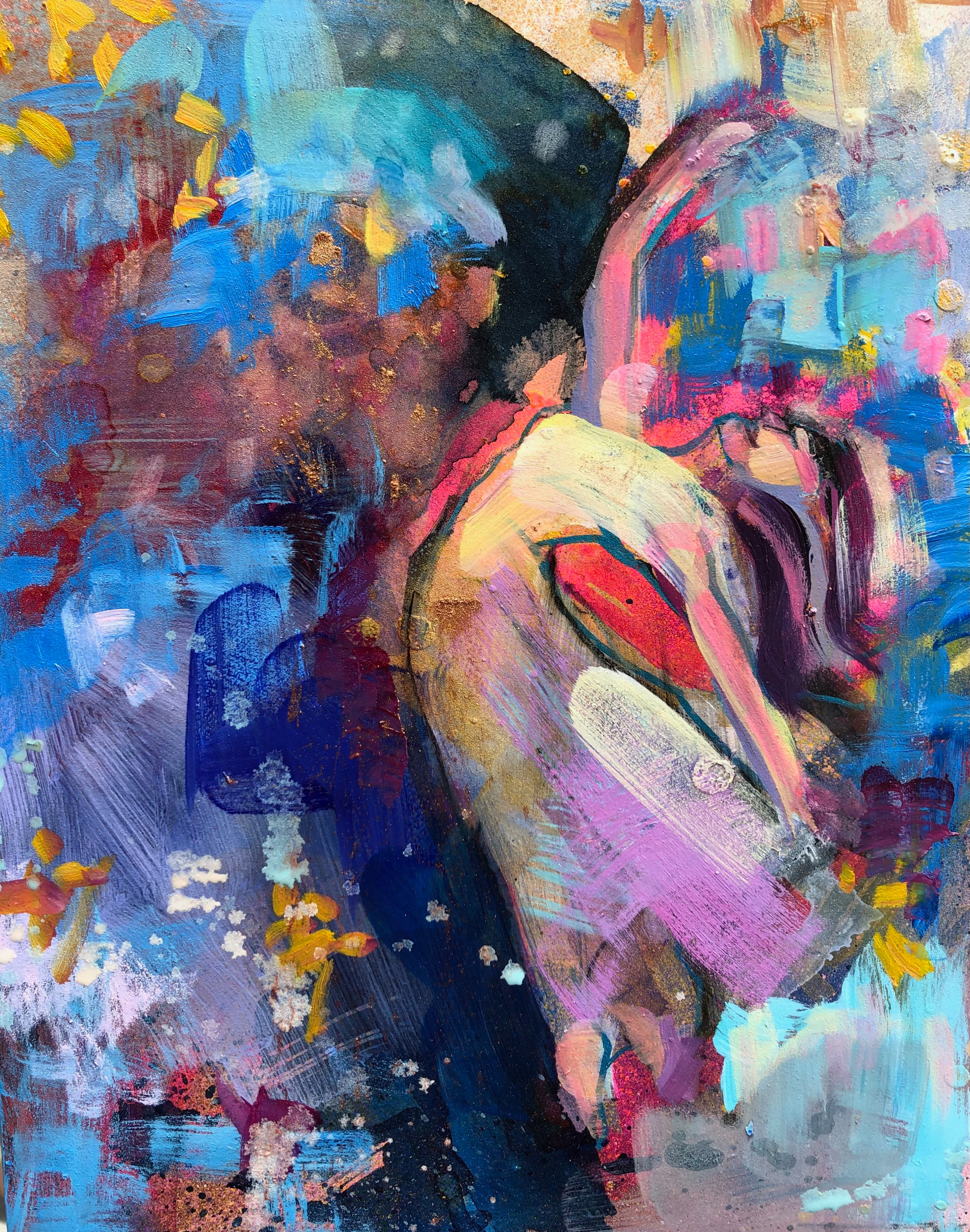 Heaven dancers 8 mixed media oil on wood 10x8 iam5ep