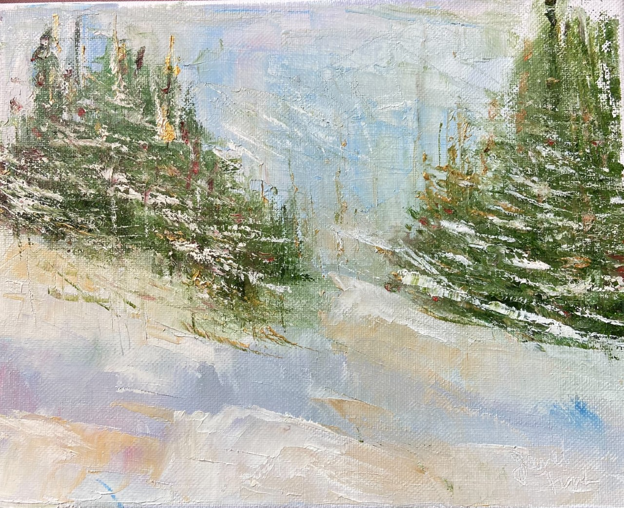 Snow in the woods 8x10 in oil on canvas 100 t6civ9