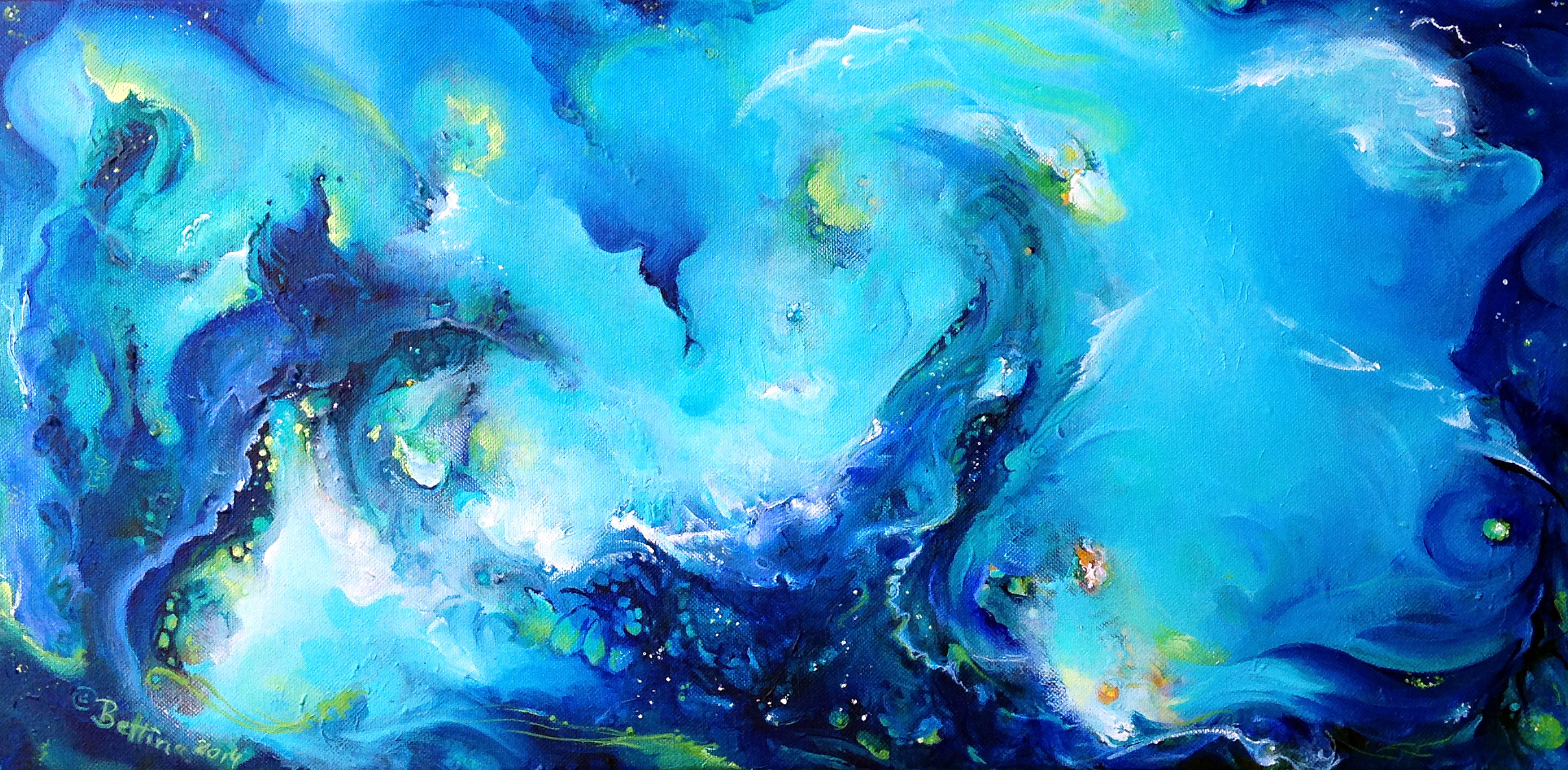 Blue lagoon by bettina madini acrylic on canvas 24x12 ox8exa