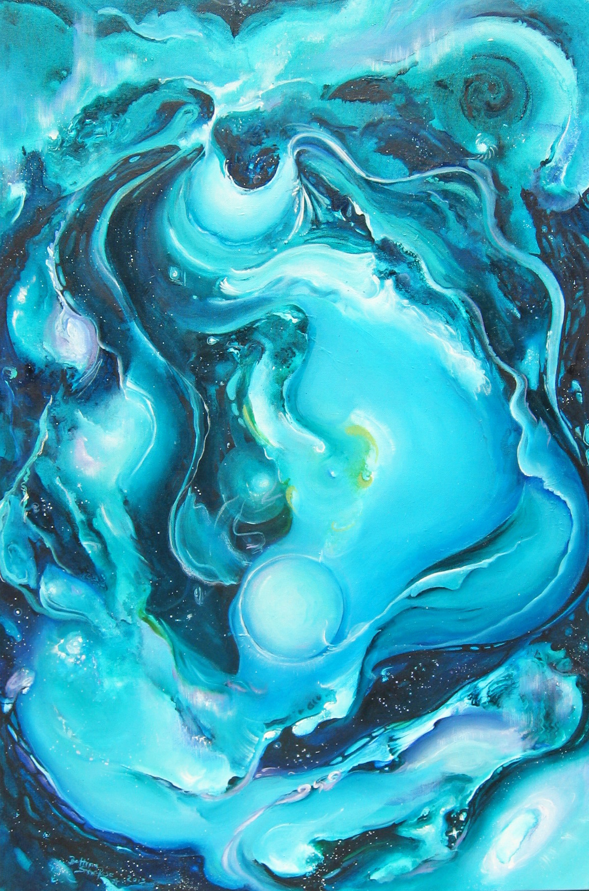Dragon pearl by bettina madini acrylic on canvas 36x24 slpkwq