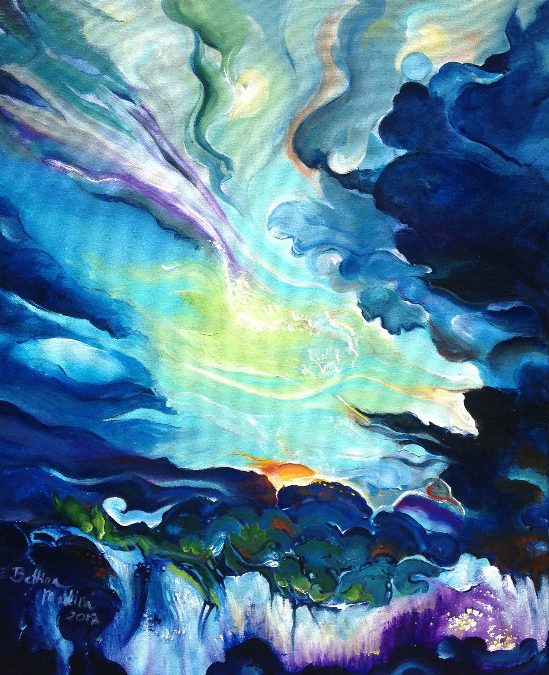Earth sky creation by bettina madini acrylic on canvas 24x20 xjh0ry