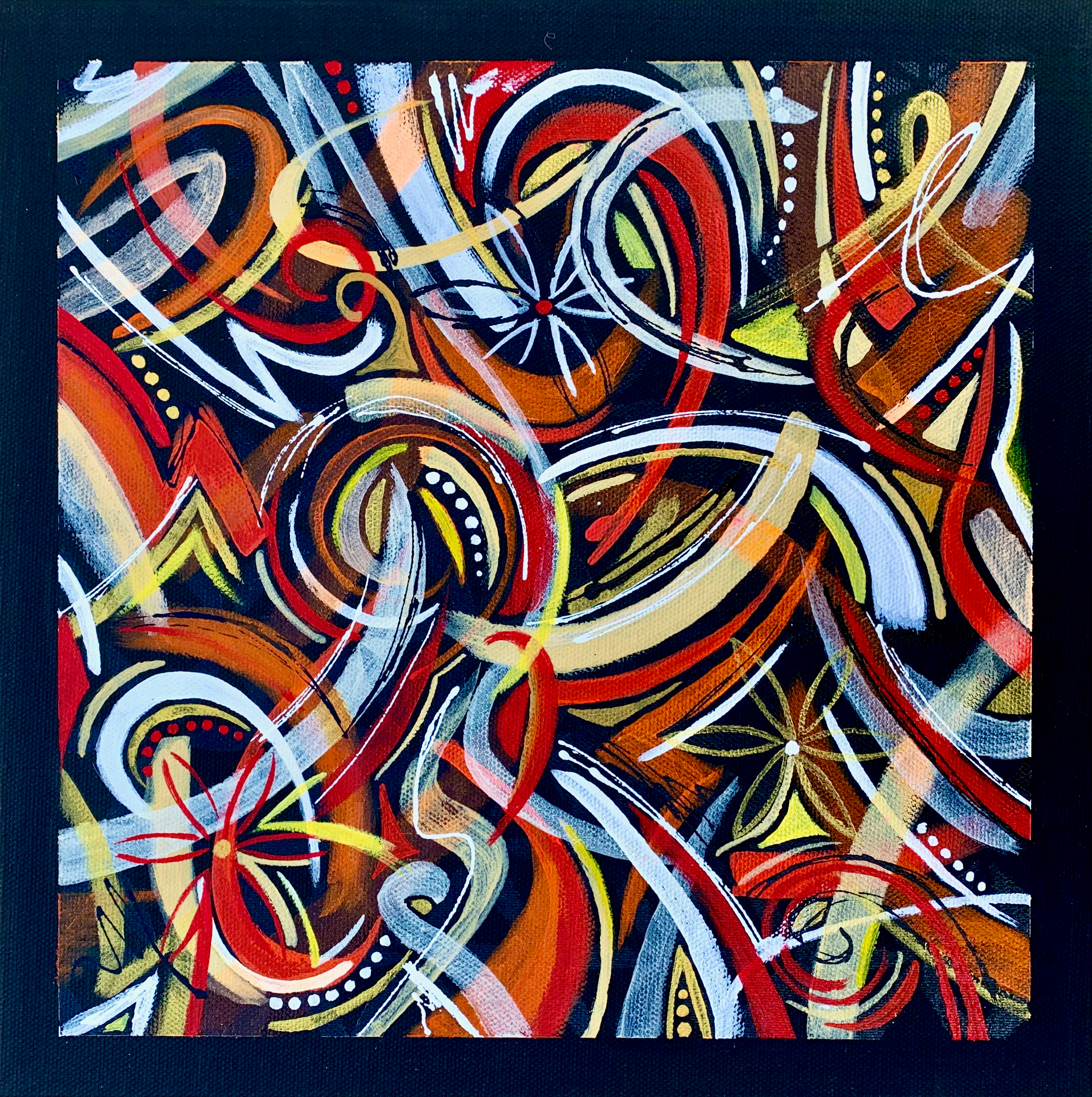 12x12 zabe arts red swirl abstract painting cnalxa
