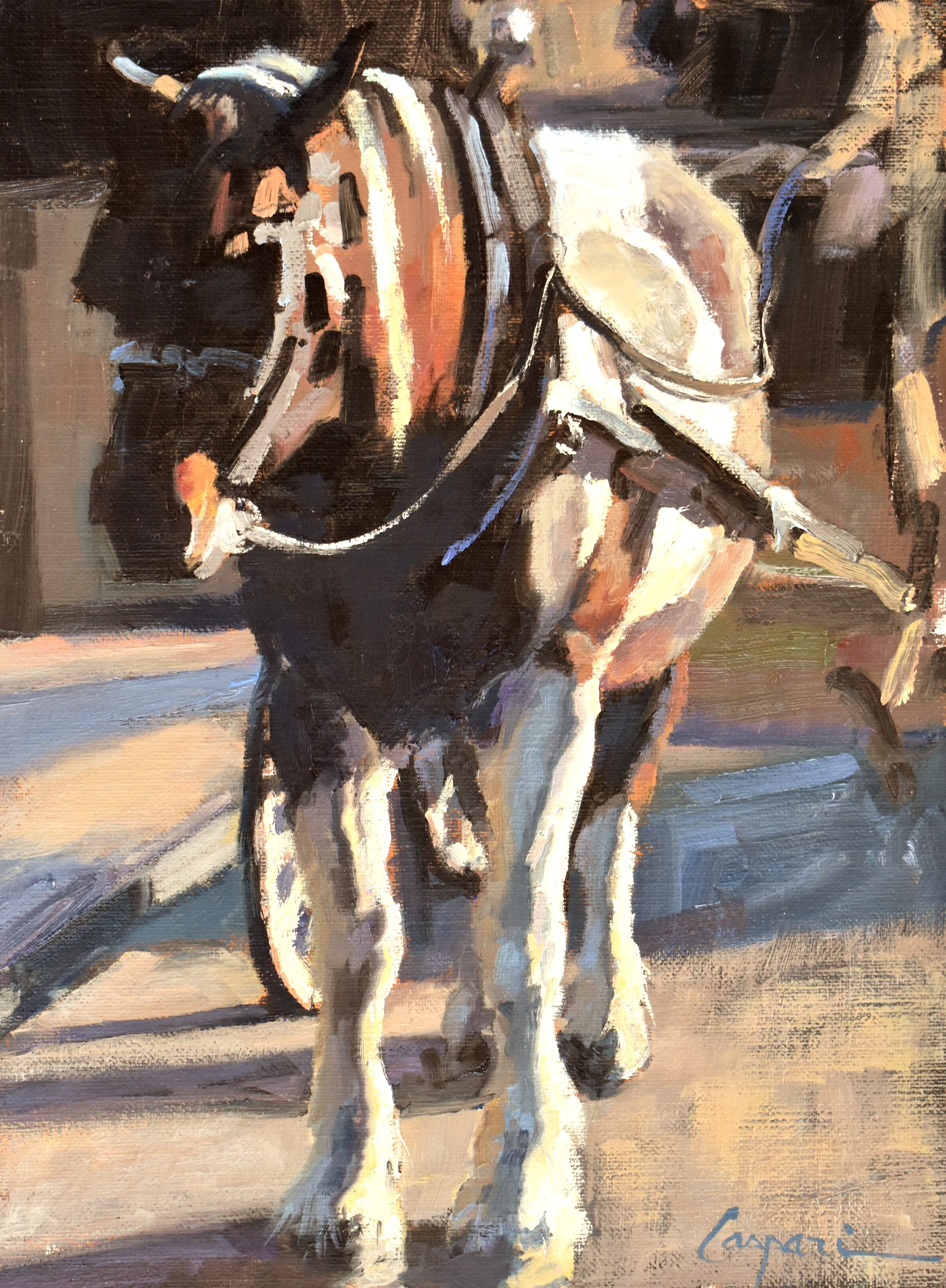 Carriage paint horse 12 22x16 22 oil 2021 bacgom