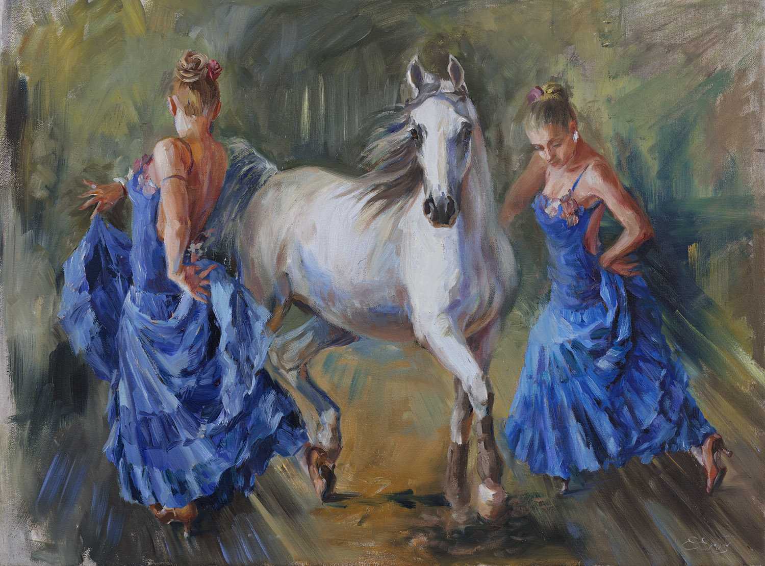 Jelena eros   elena eros rhapsody in blue oil on canvas 16 5x22 3500 o886vt