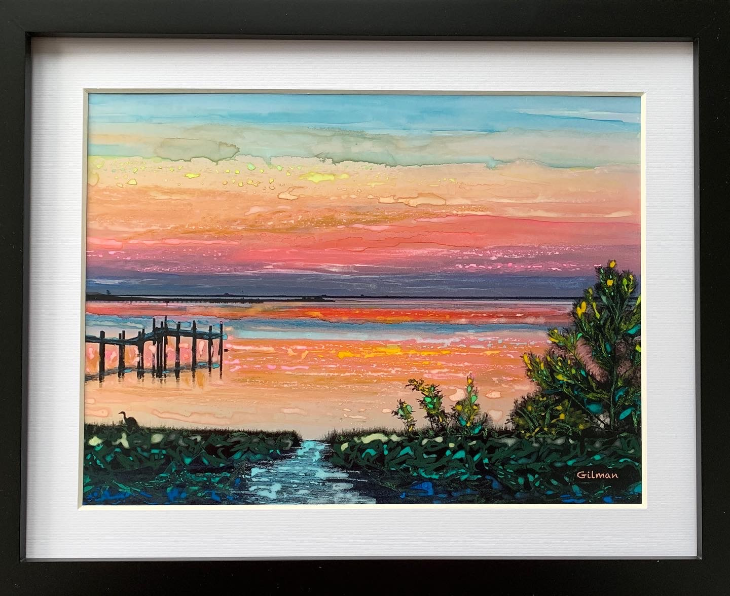 Sunset on the bay   framed jxnzt5