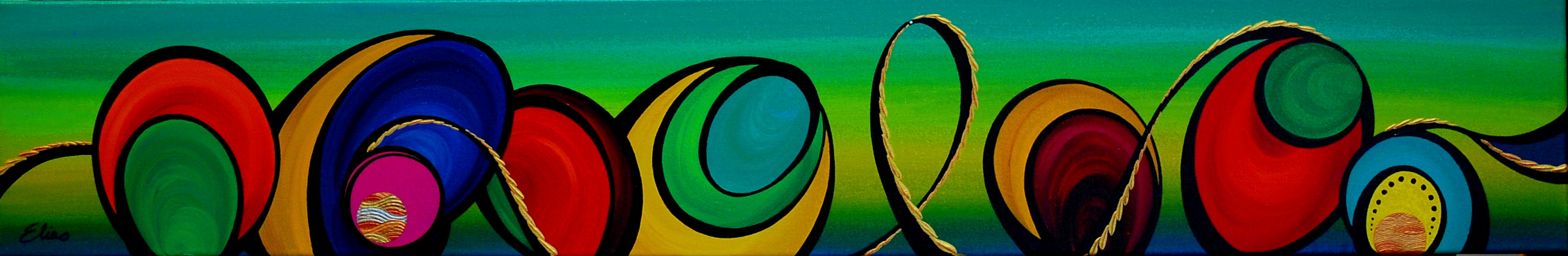 On a roll 1 acrylic on canvas 8x40 shirley elias yjoter