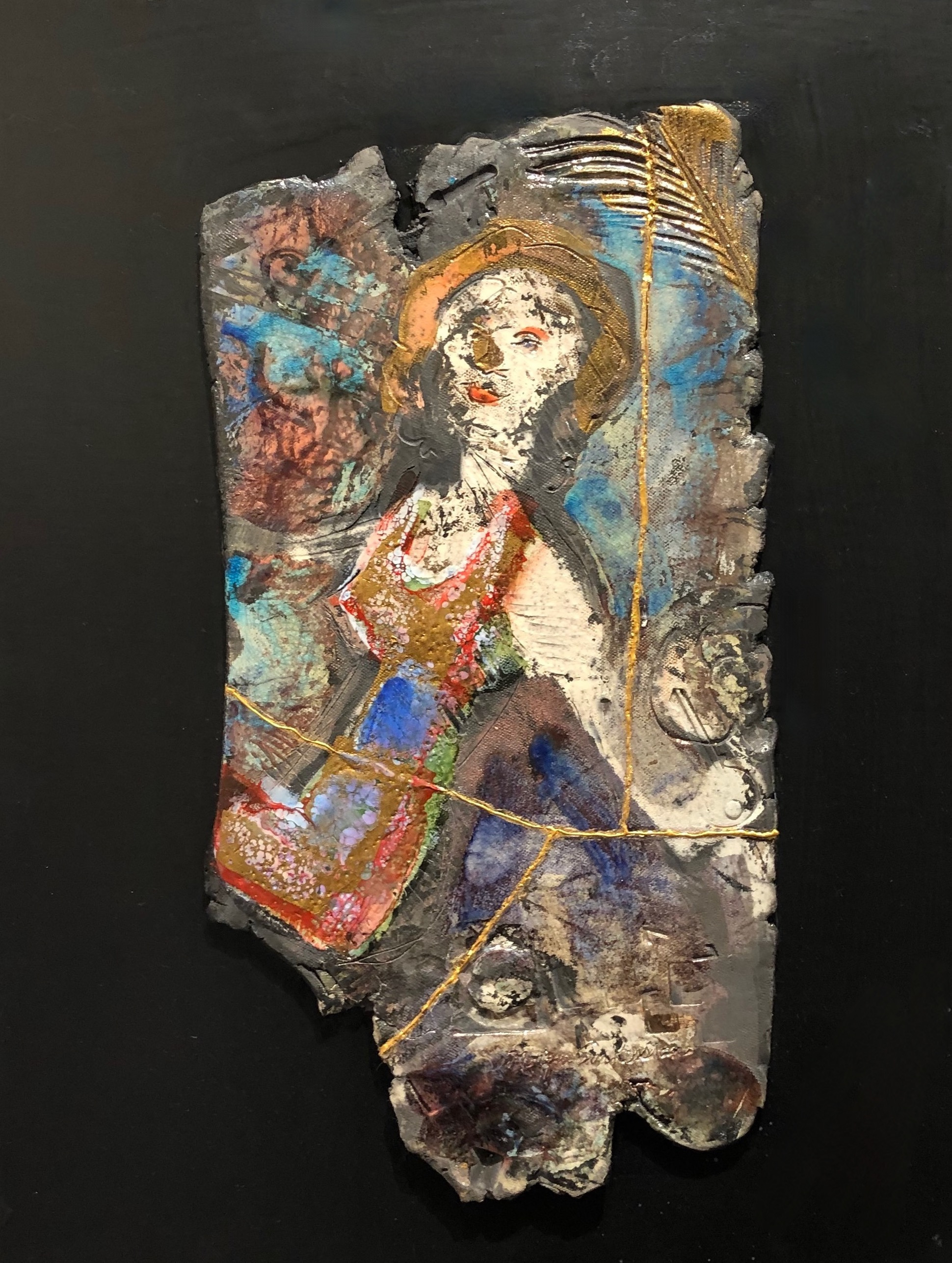 Love conquers 30 raku ceramic on wood 18x14 1 iw8rib