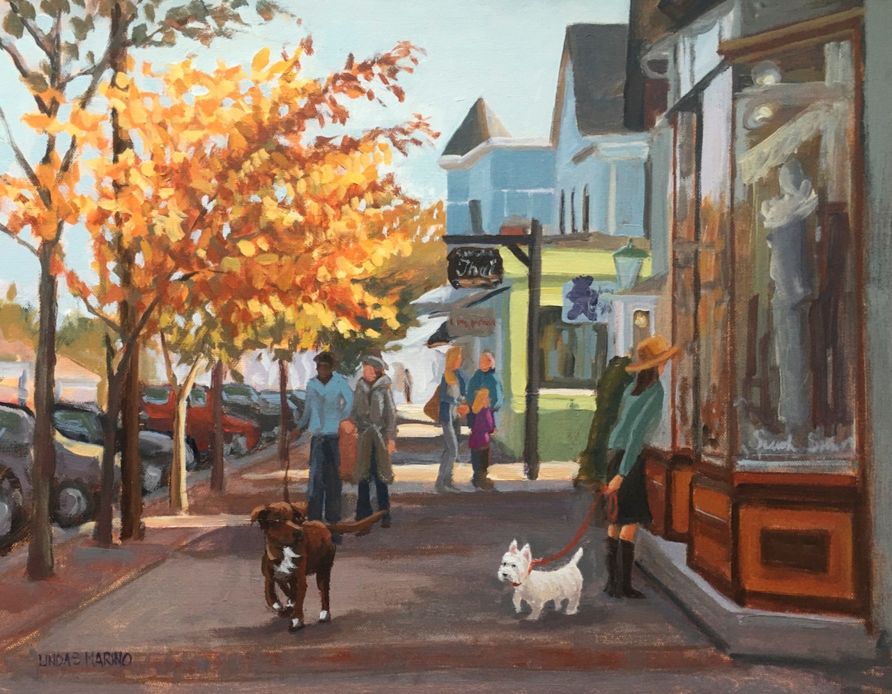 Guilford ct street scene autumn painting original br29oa