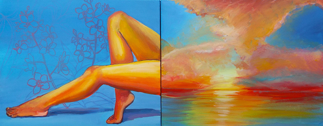 Diptych sunset of a woman 16x20 each hul4f0