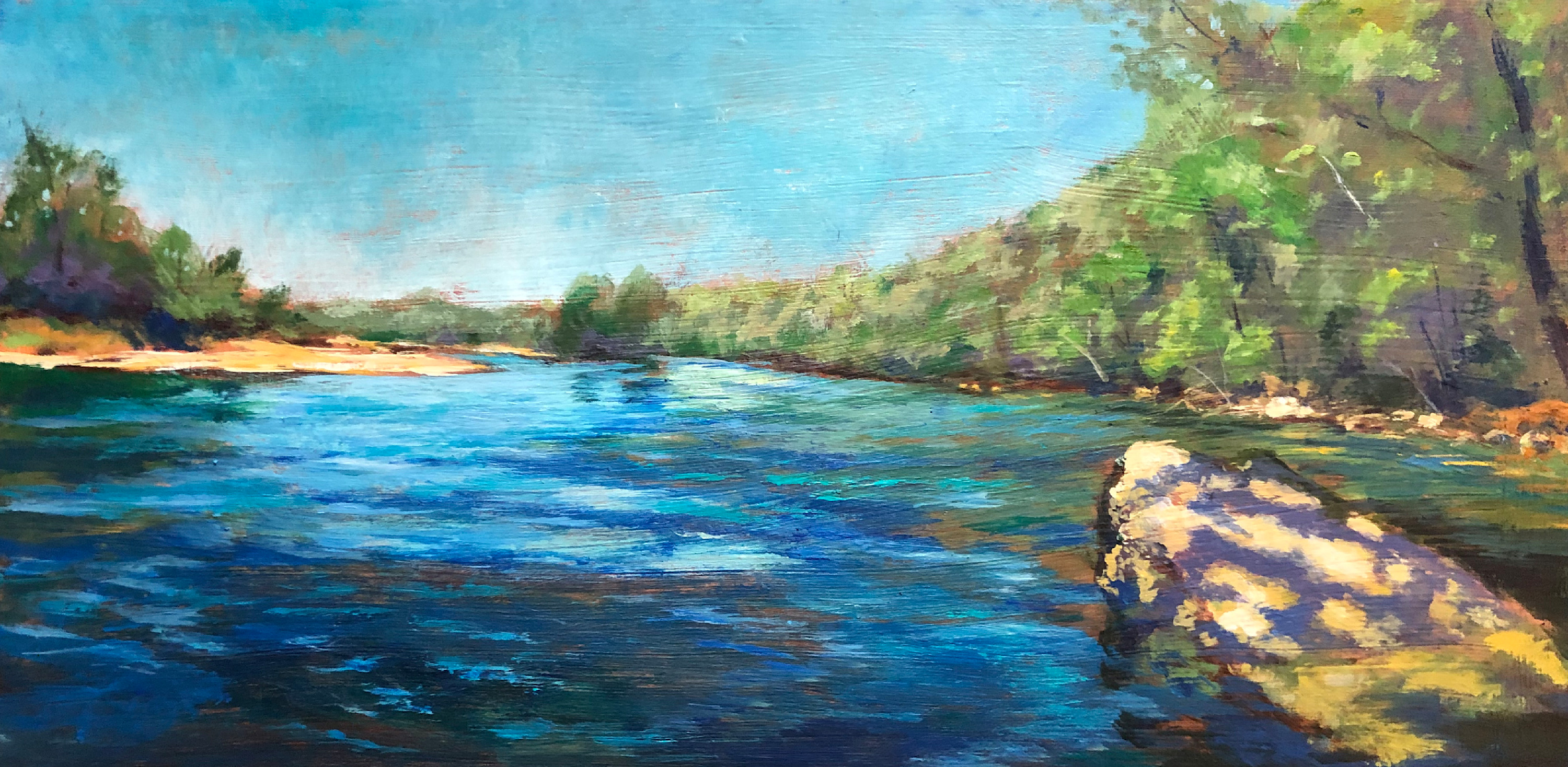 
        <div class='title'>
          SunlightandShadowsontheRiver
        </div>
       
