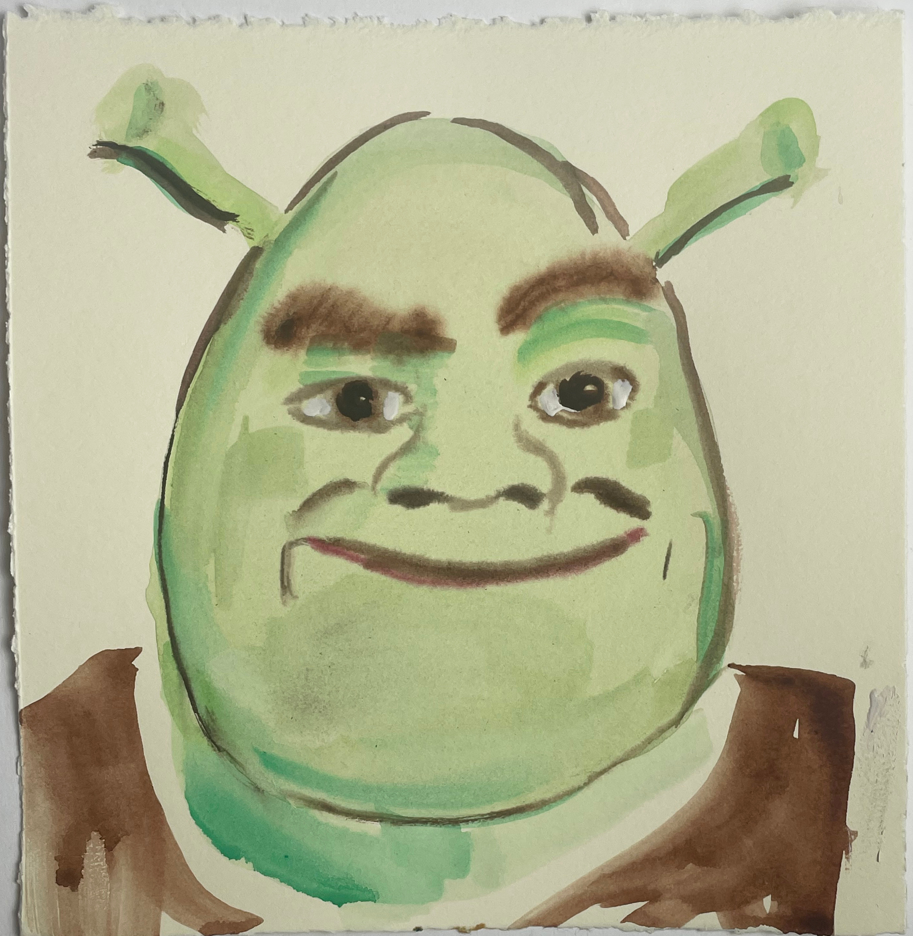 Shrek Watercolor On Paper 8x8in Art | El Santos World