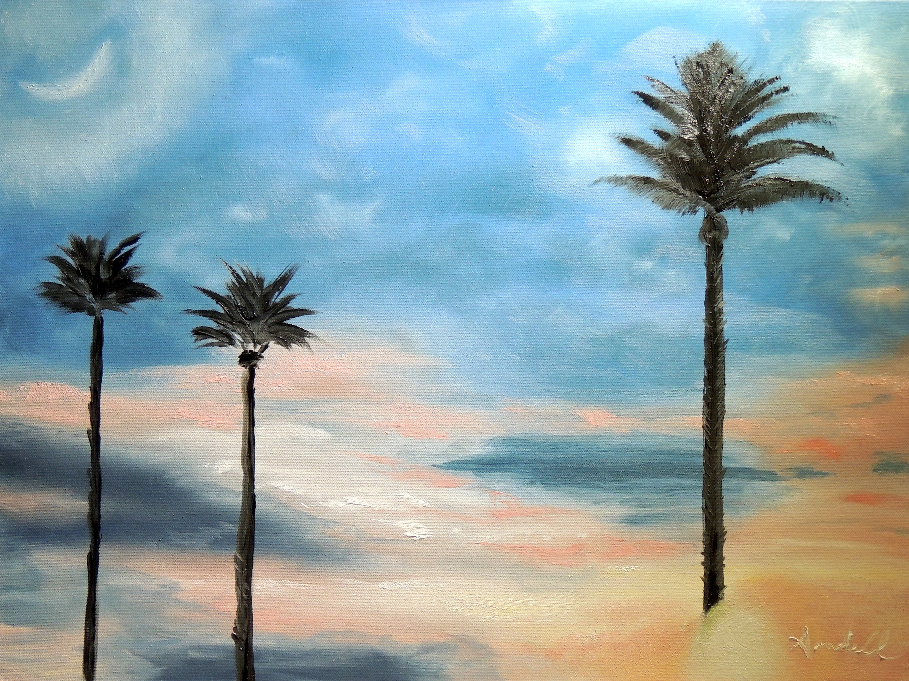 Palms with crescent moon uhdm7x
