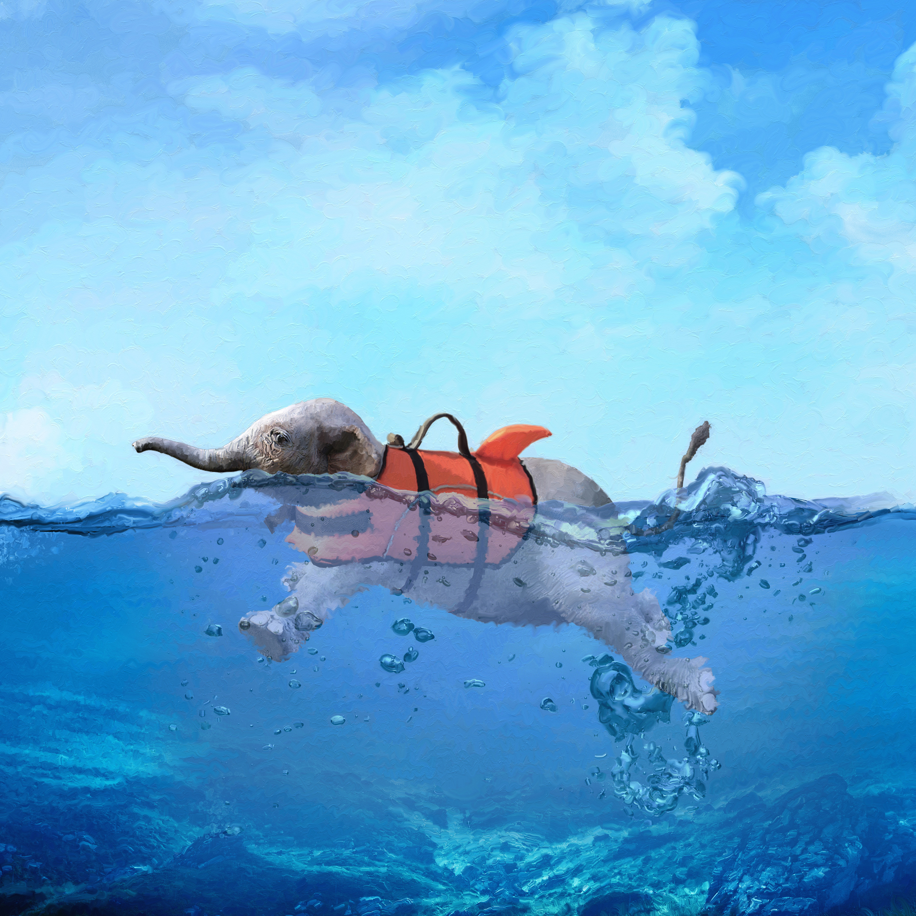 Swimming elephant jnrjqr