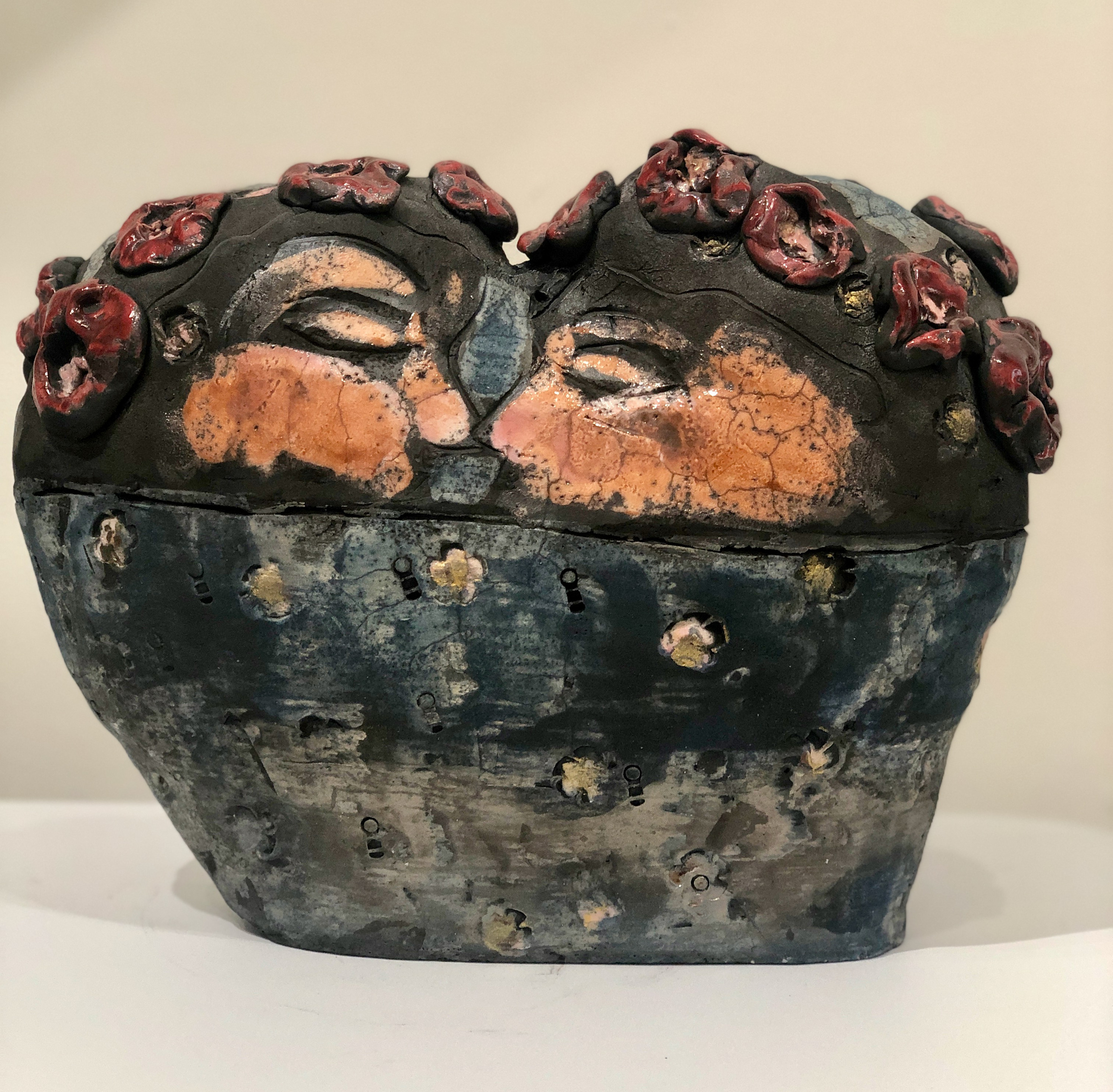 Lover and beloved 3 raku ceramic sculpture 9x11 3 22 wyoxgq