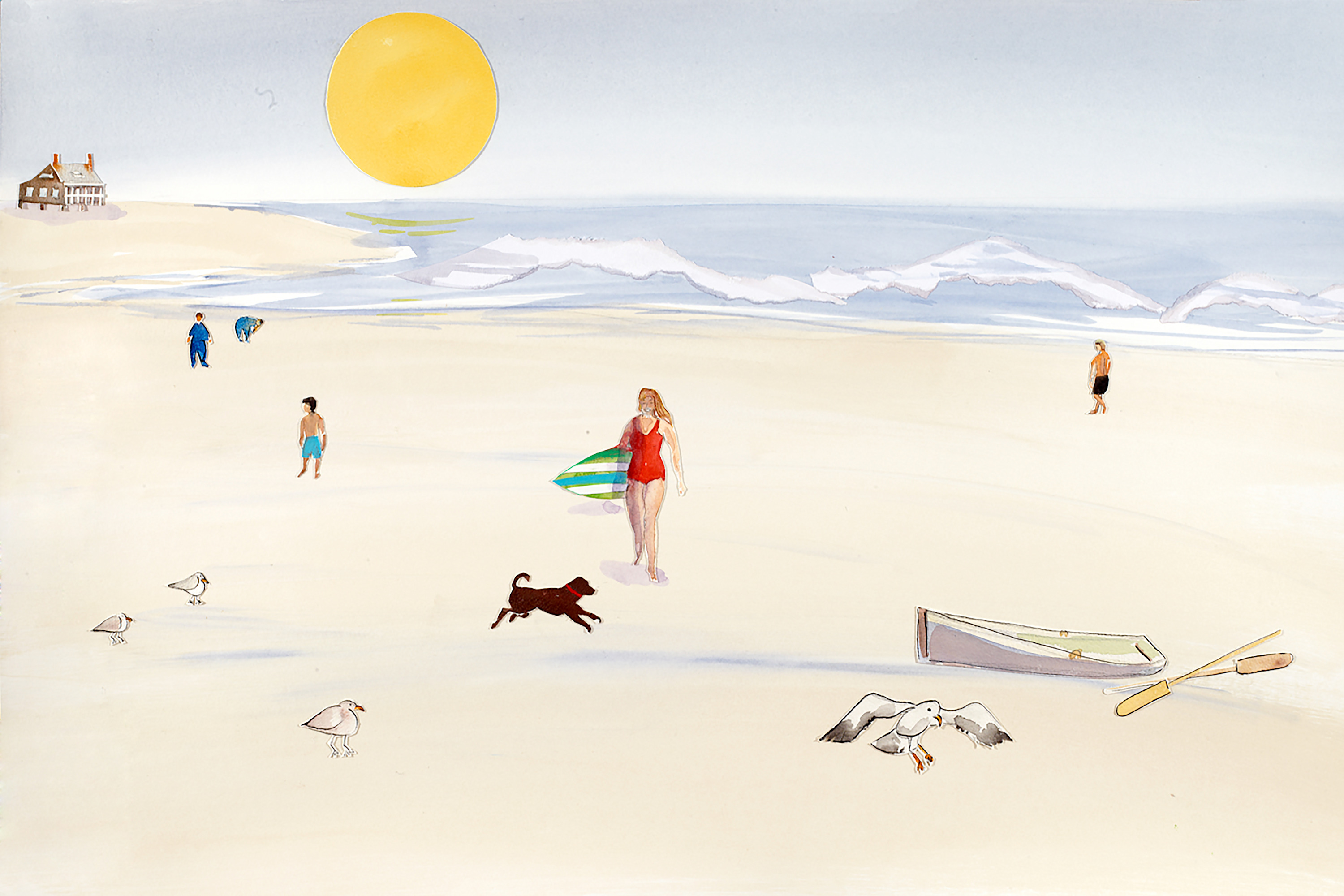 Fieldstone surfer girl in red 16 x 24 ak2ido