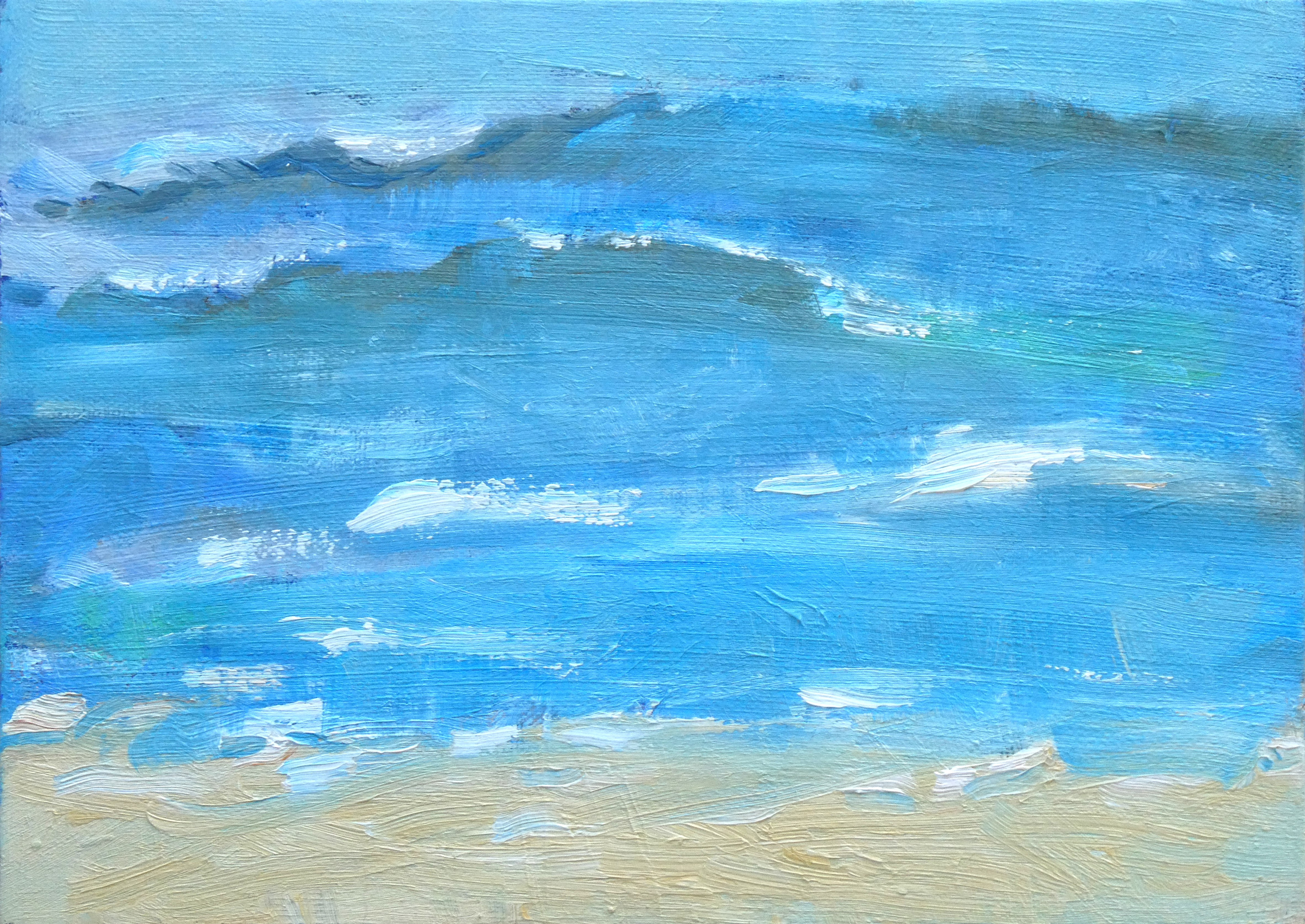 Big blue seascape oil painting coastal art ndswc5