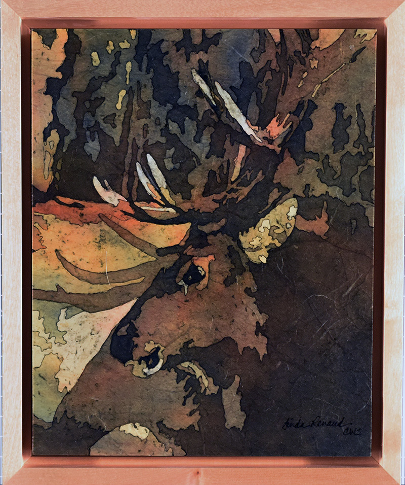 Stained glass elk framed web darker guhfqr