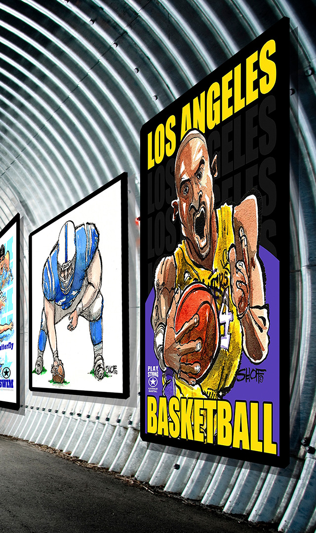 Play Strong Studios Stephen Shoff Football Player In Sports Art Tunnel Header Th Right Third